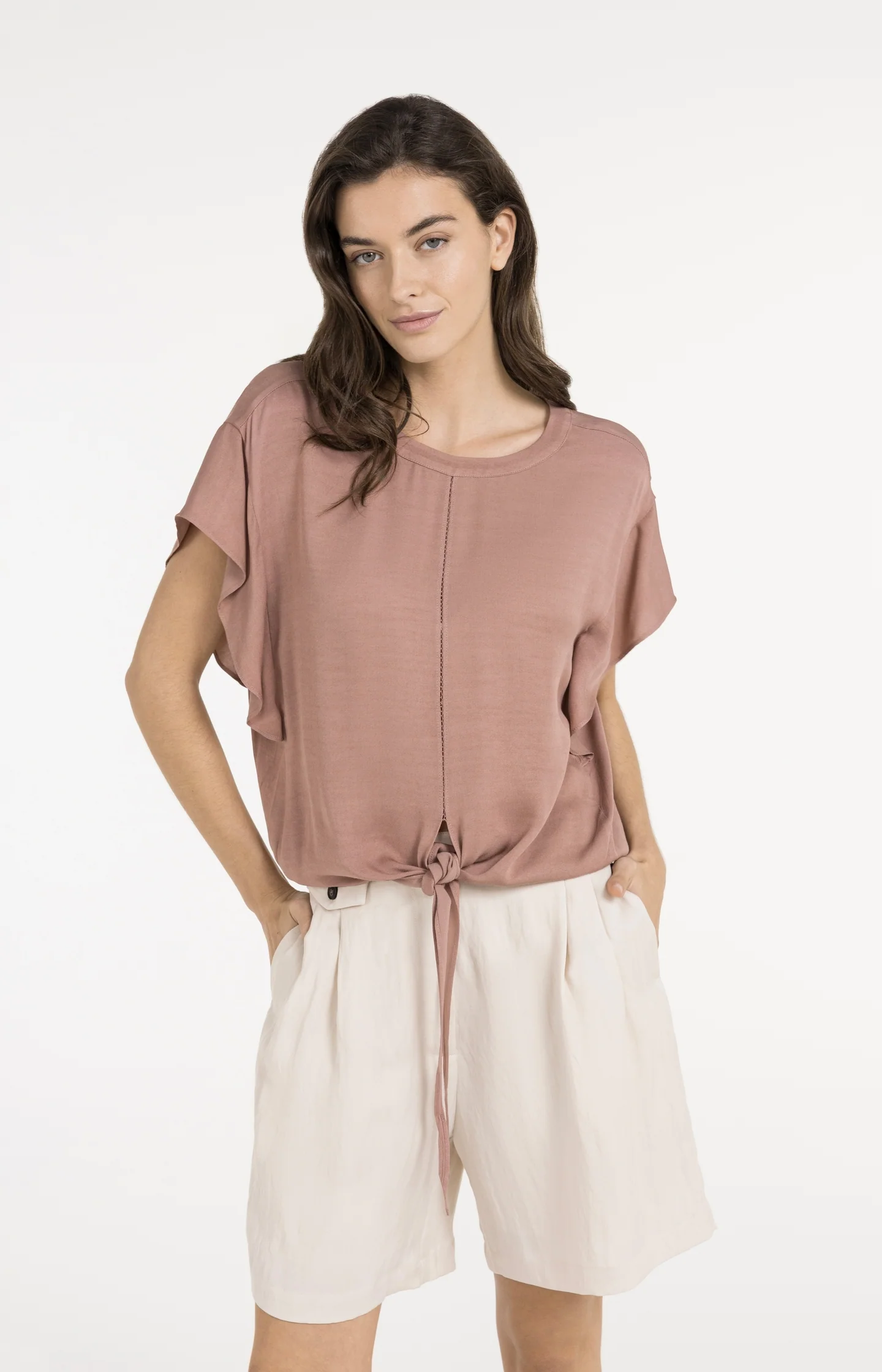 Flowy top with knot detail and elastic hem - Image 3