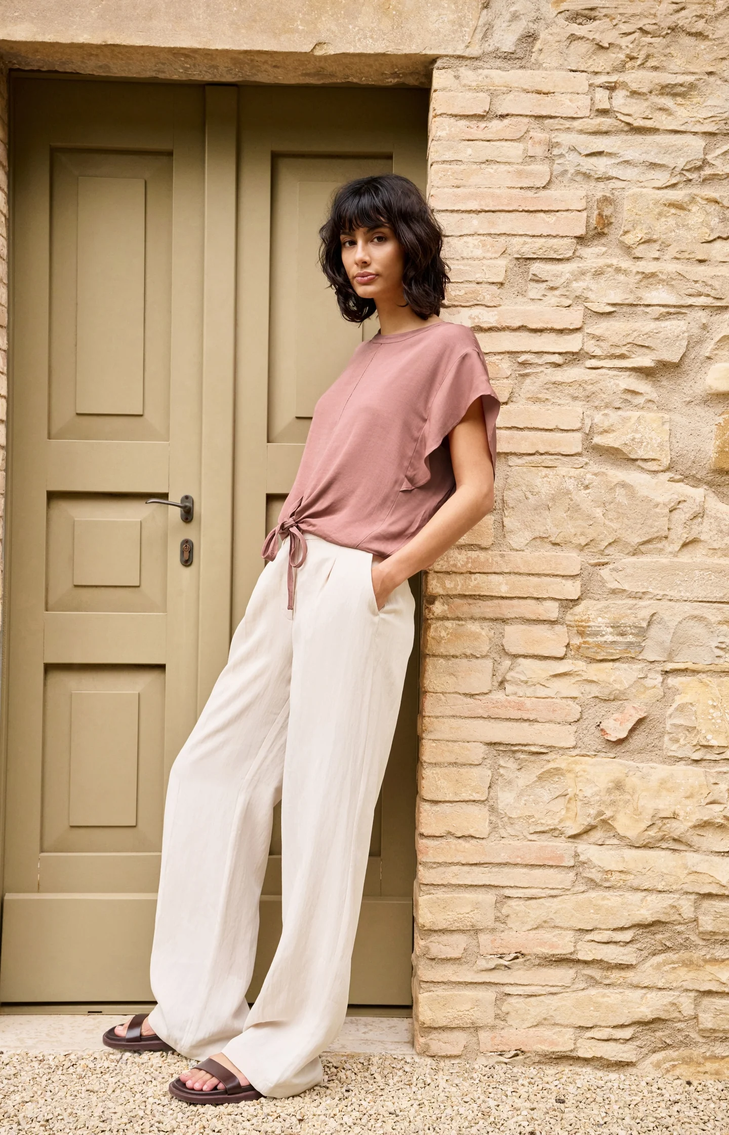 Flowy top with knot detail and elastic hem - Image 7