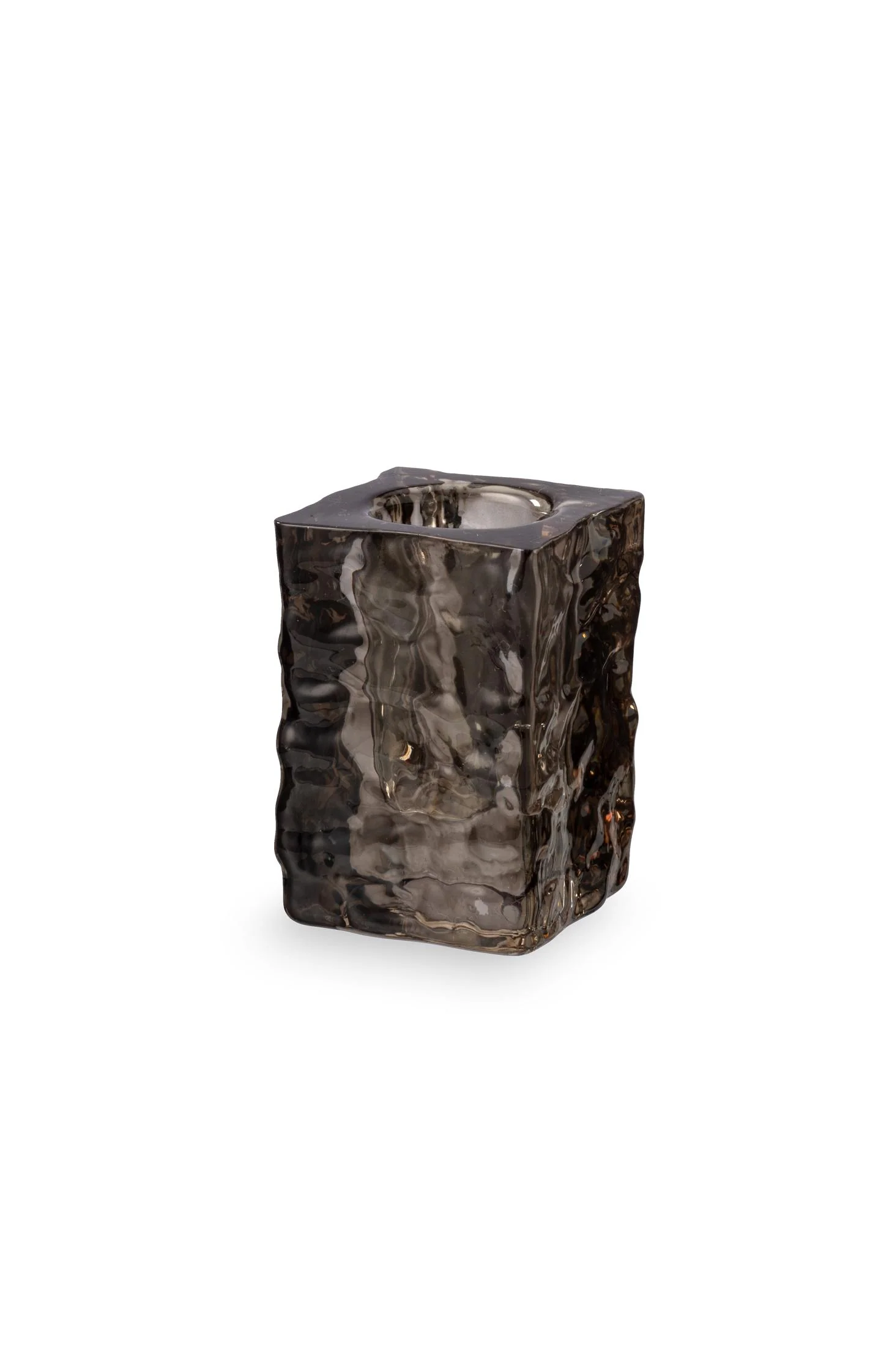 Glass candle holder with frosted effect