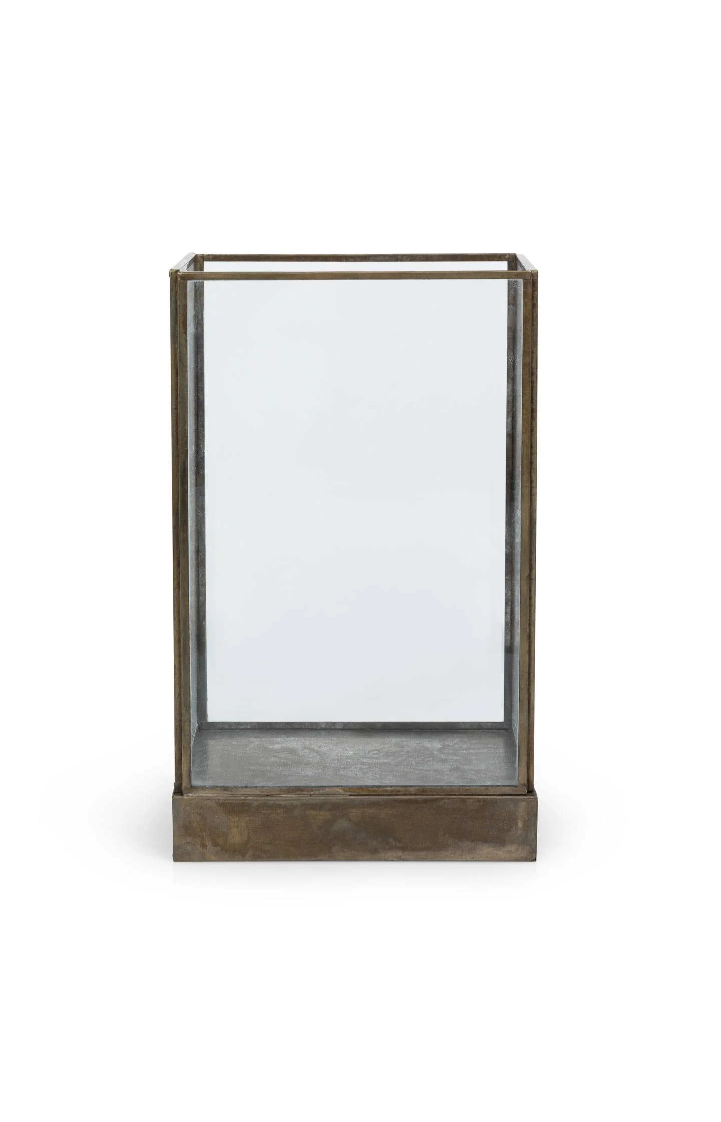 Glass candle holder with metal frame - large - Image 2