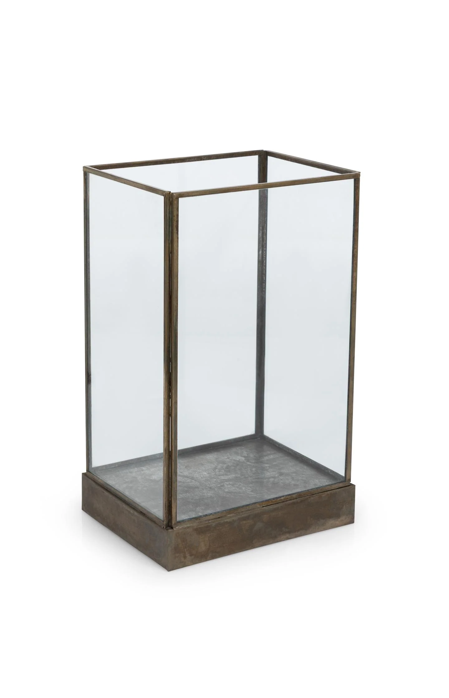Glass candle holder with metal frame - large - Image 3