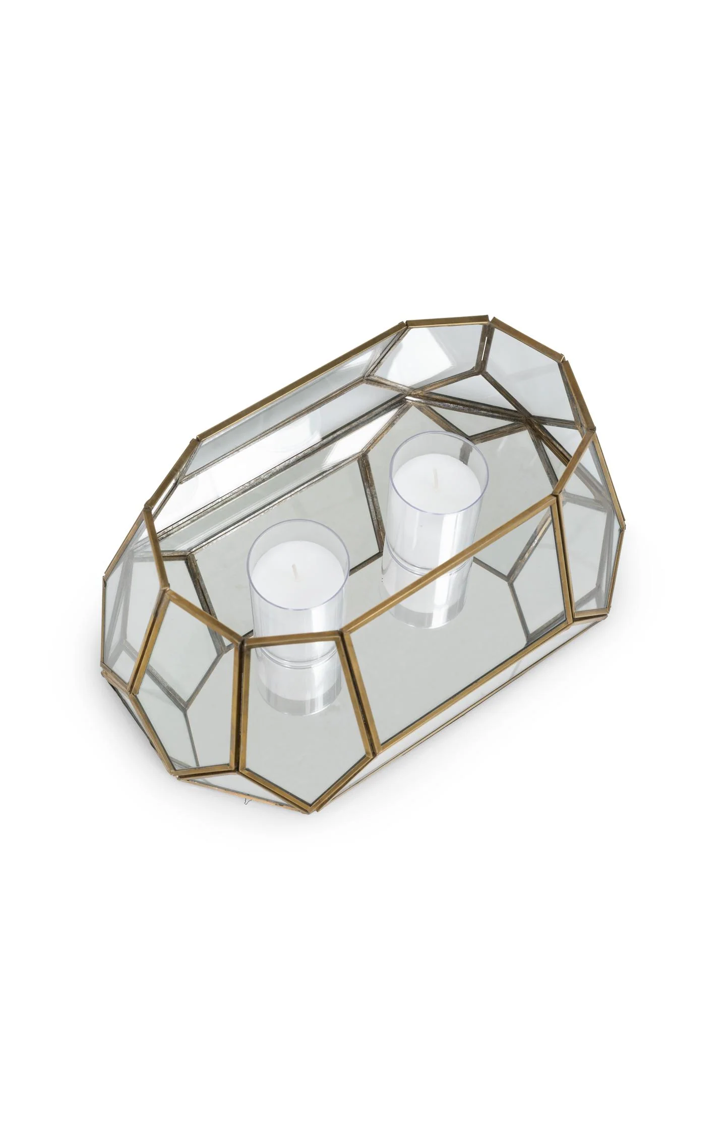 Glass candle holder with mirrored base - Image 6