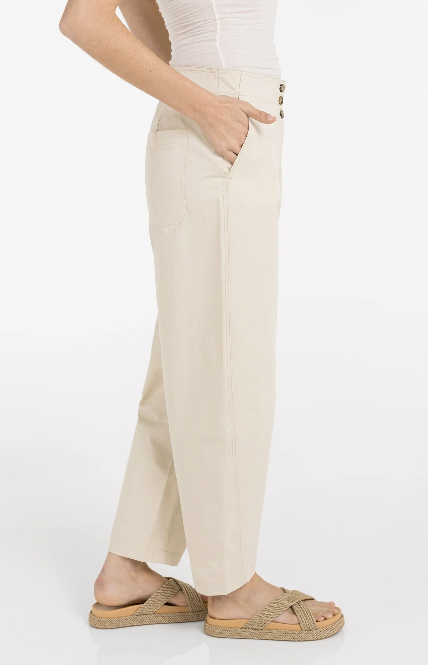 High waist barrel trousers with button detail - Image 4