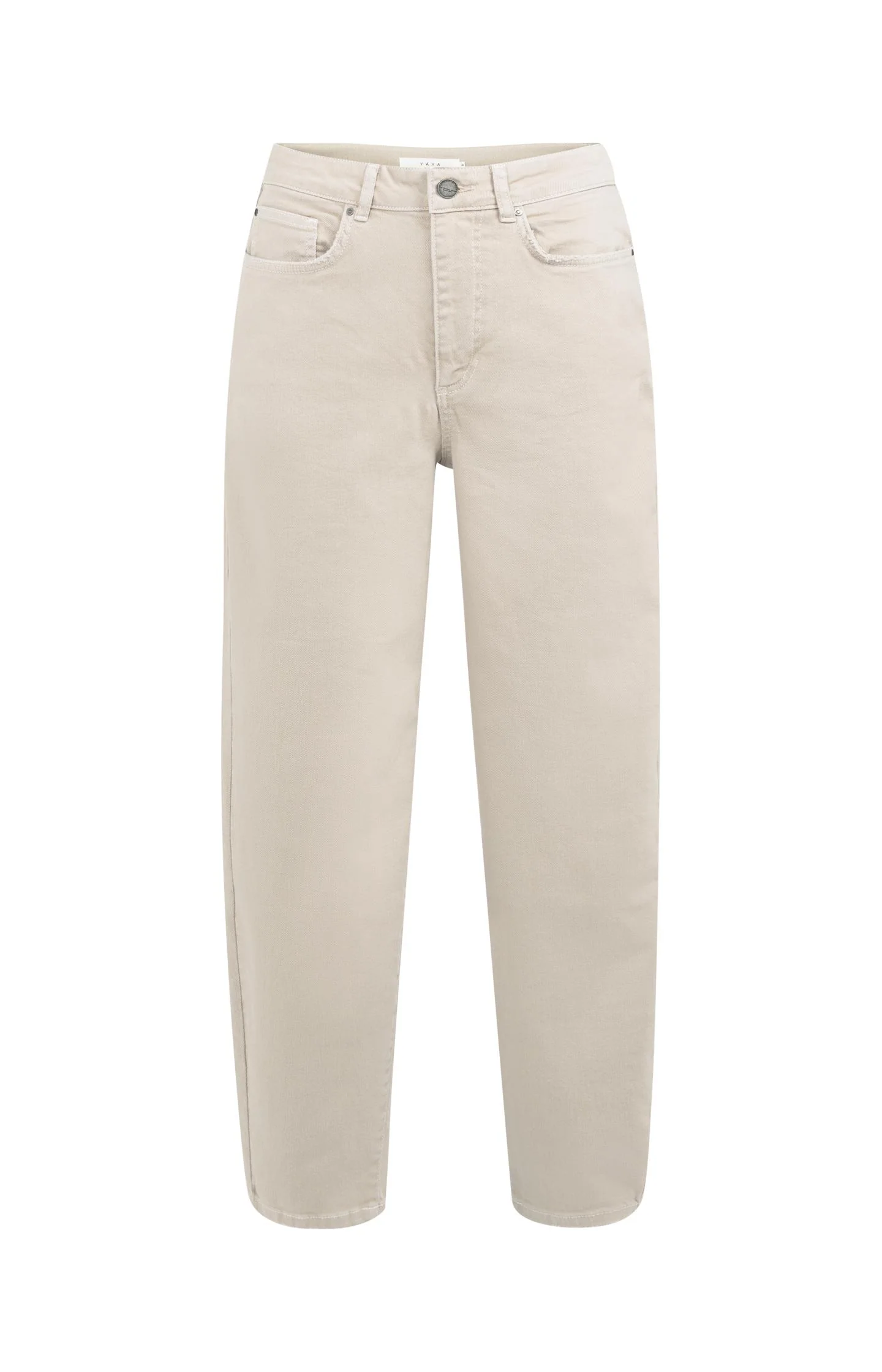 High-waist beige jeans with loose fit - Image 2
