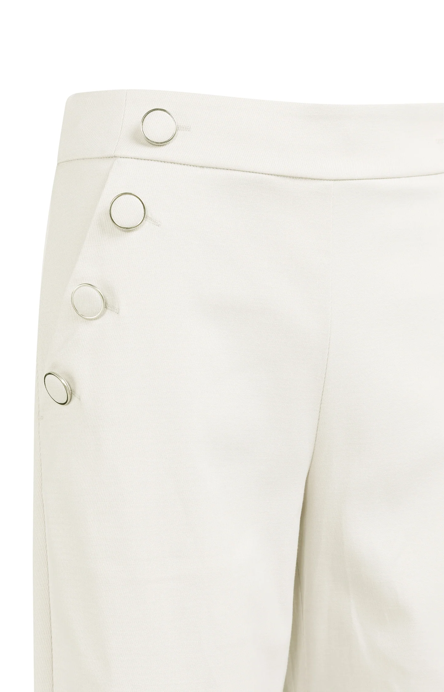 High waist trousers with decorative buttons and wide legs - Off white - Image 9