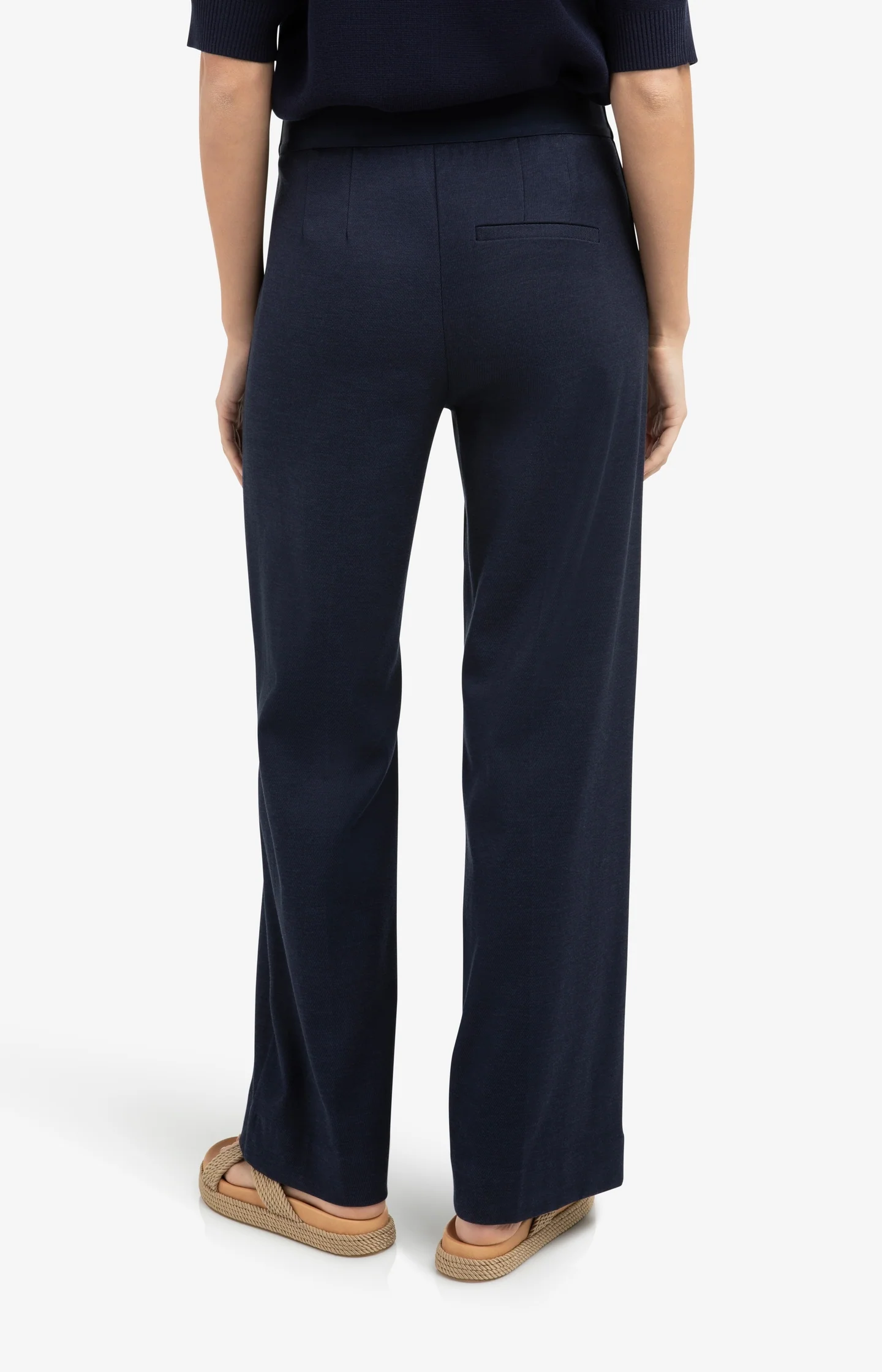 High waist trousers with decorative buttons and wide legs - Blue - Image 4