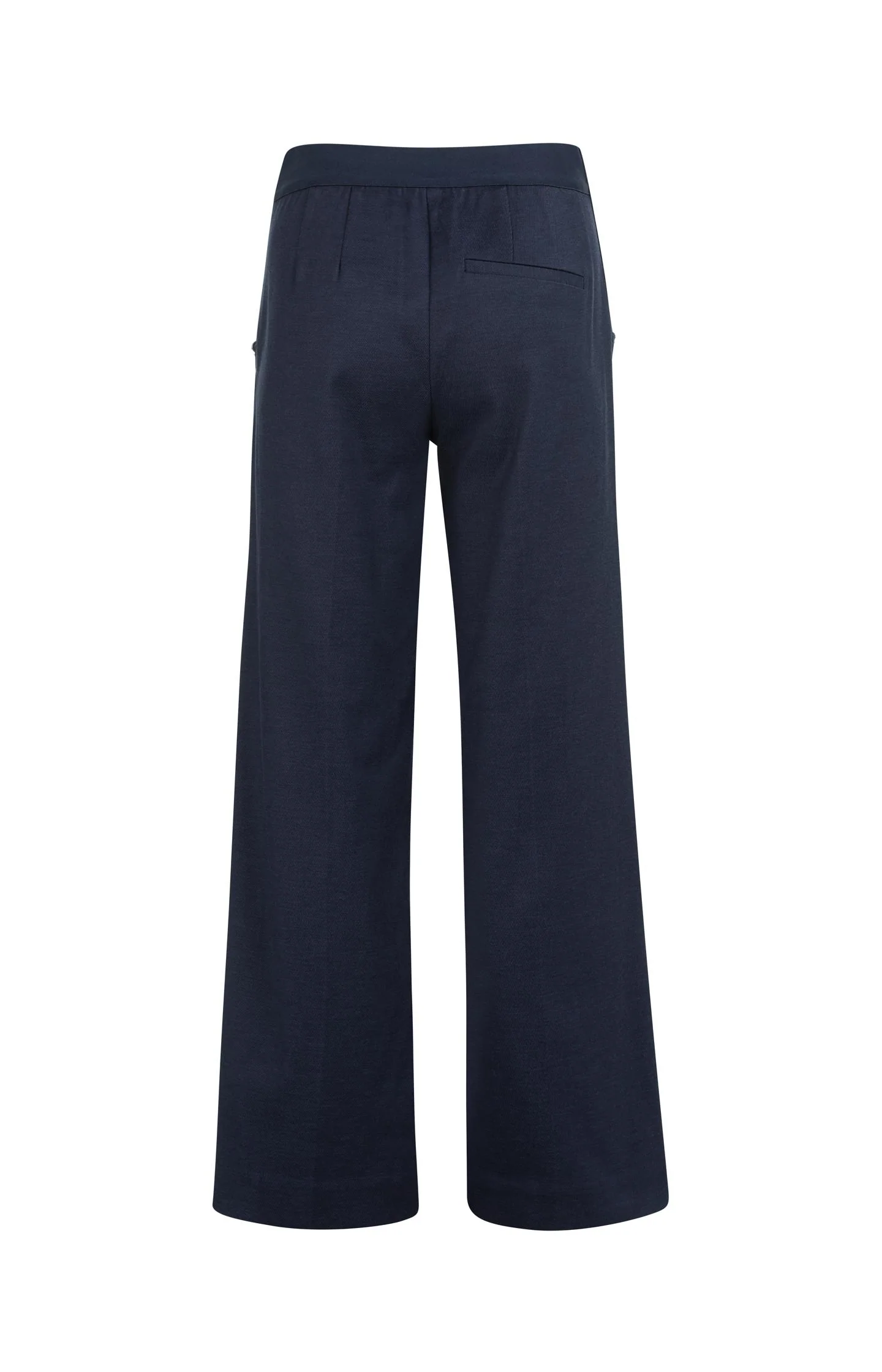 High waist trousers with decorative buttons and wide legs - Blue - Image 8