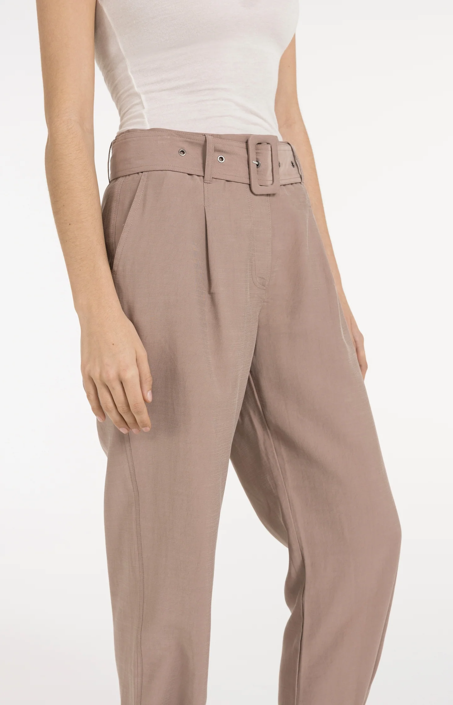 High waist trousers with strap details at the bottom hem - Image 5