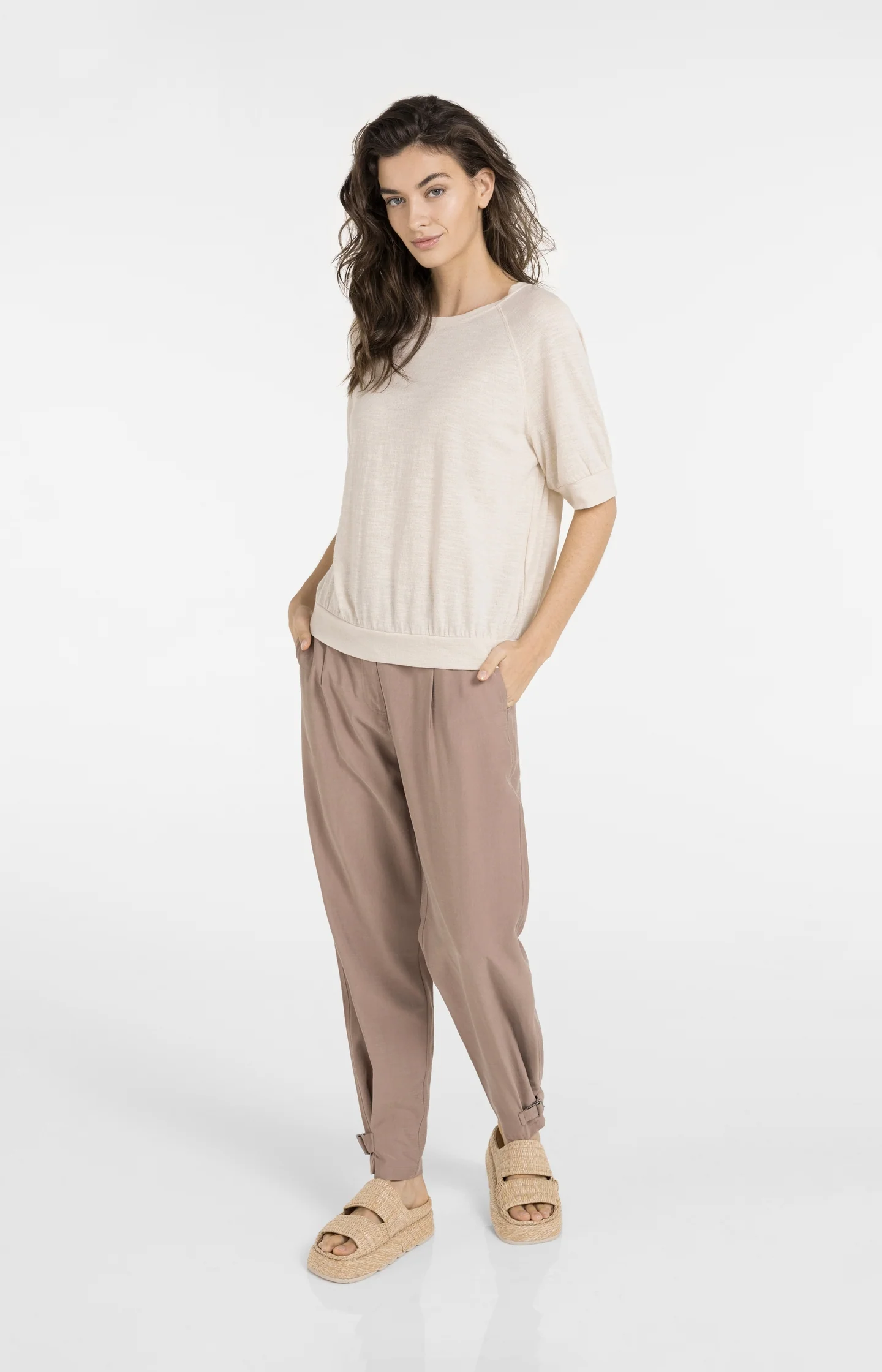 High waist trousers with strap details at the bottom hem - Image 9