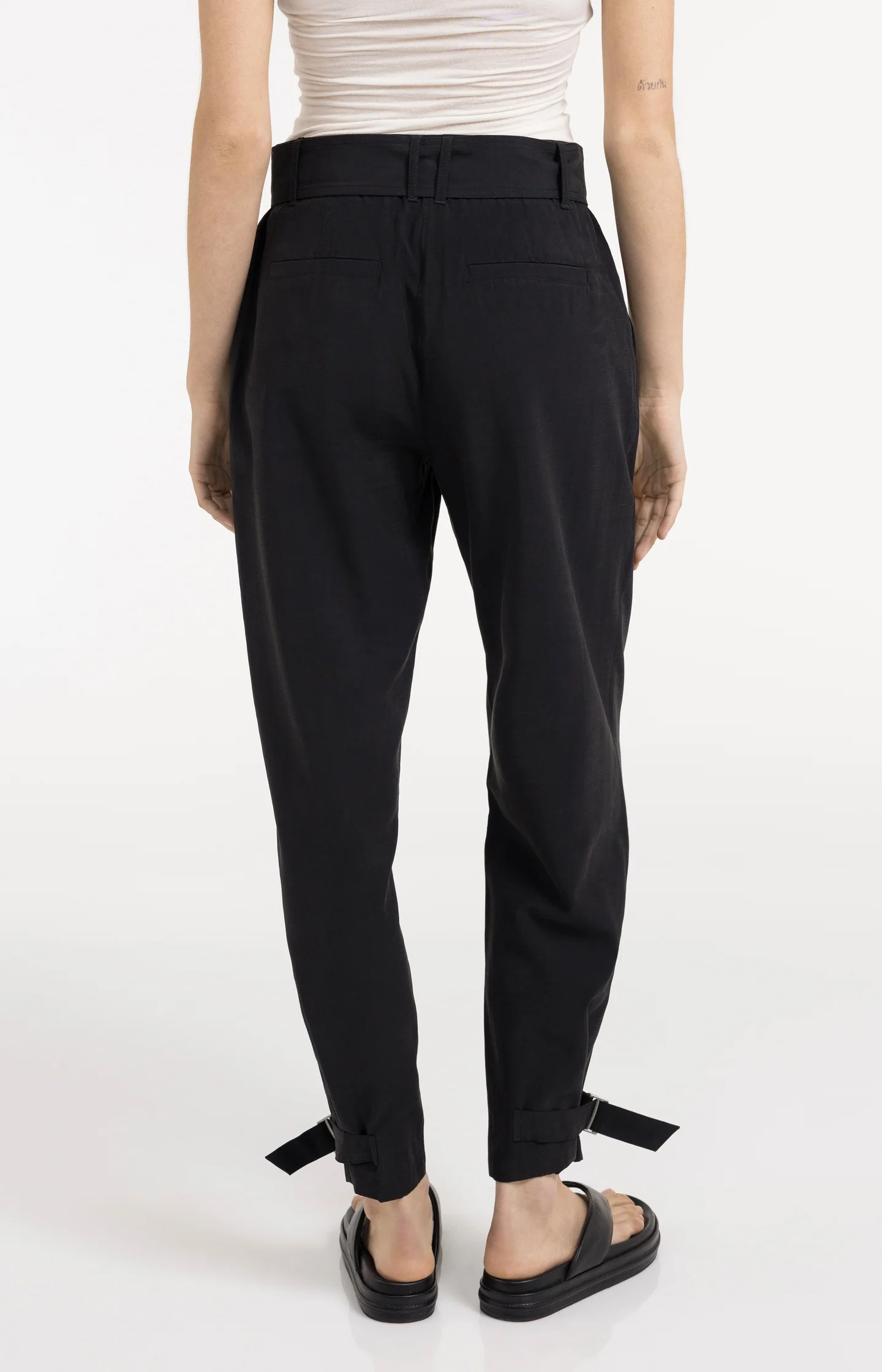 High waist trousers with strap details at the bottom hem - Image 5