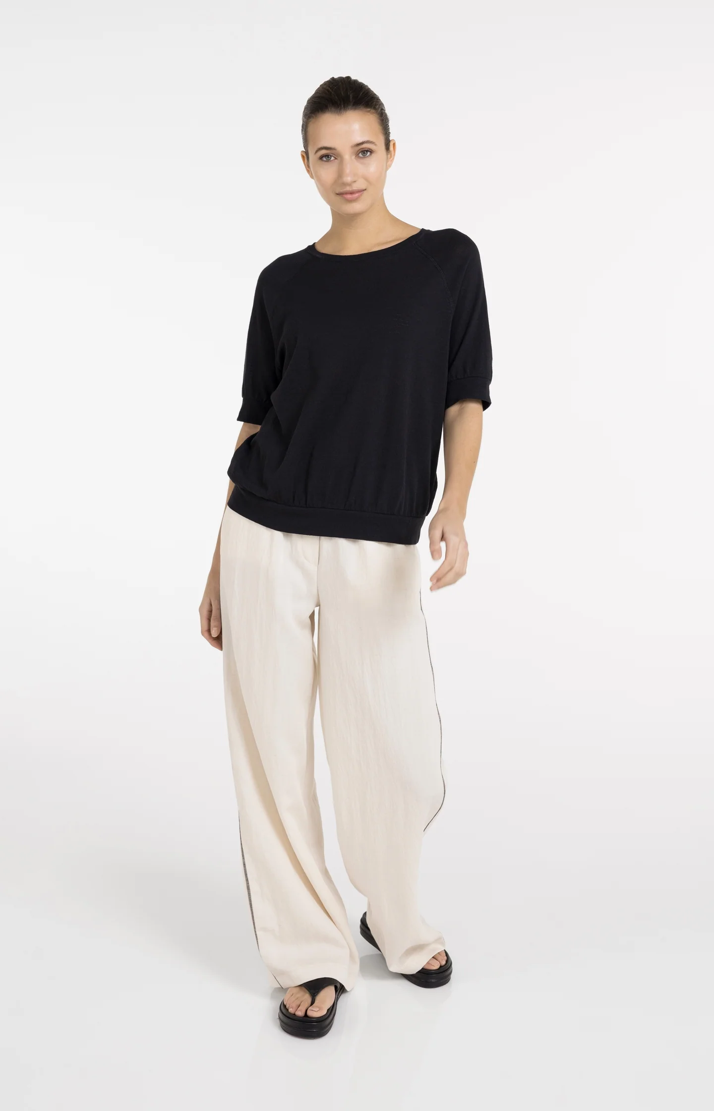 Jersey top with knitted texture - Image 5
