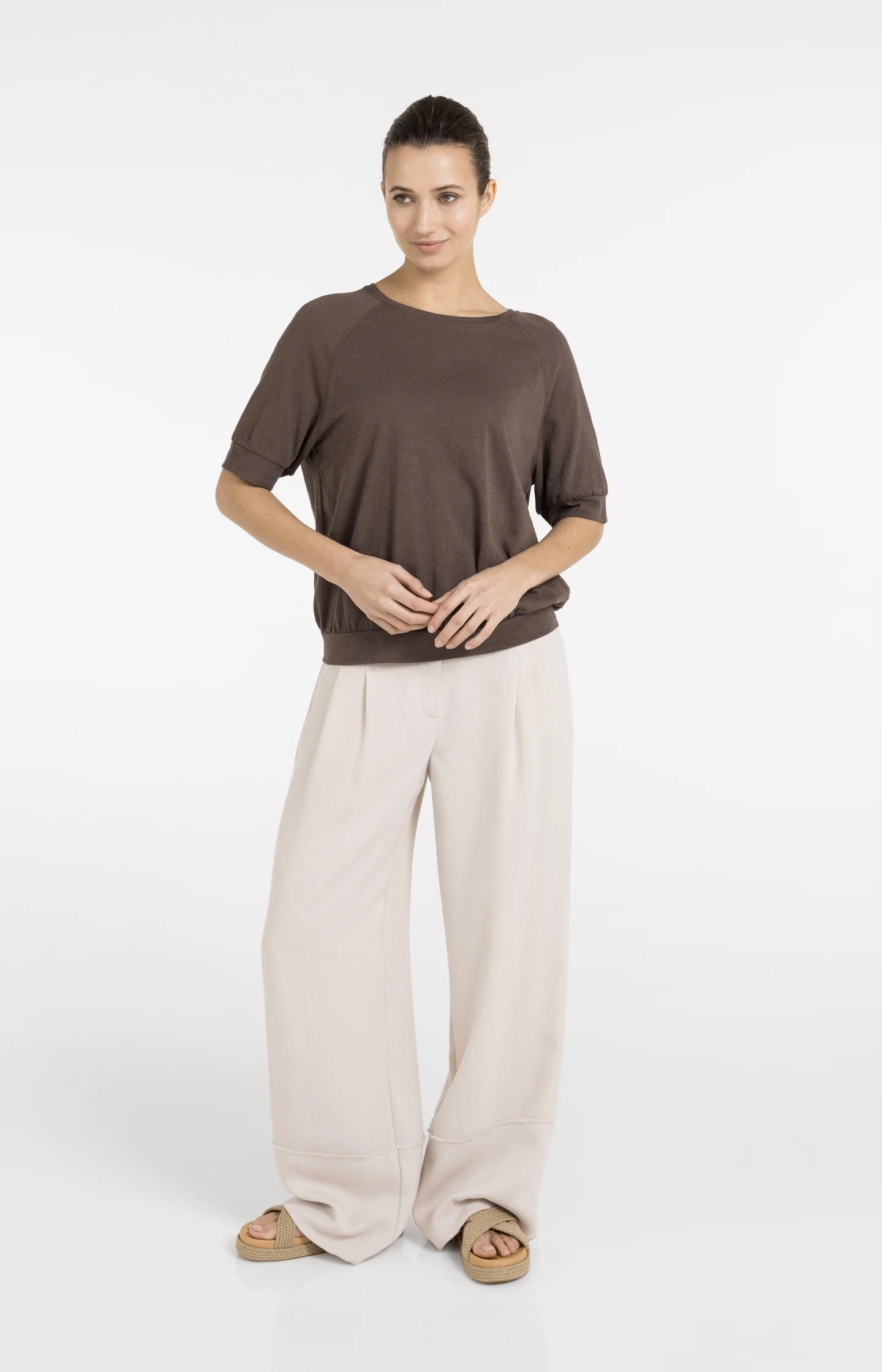 Jersey top with knitted texture - Image 5