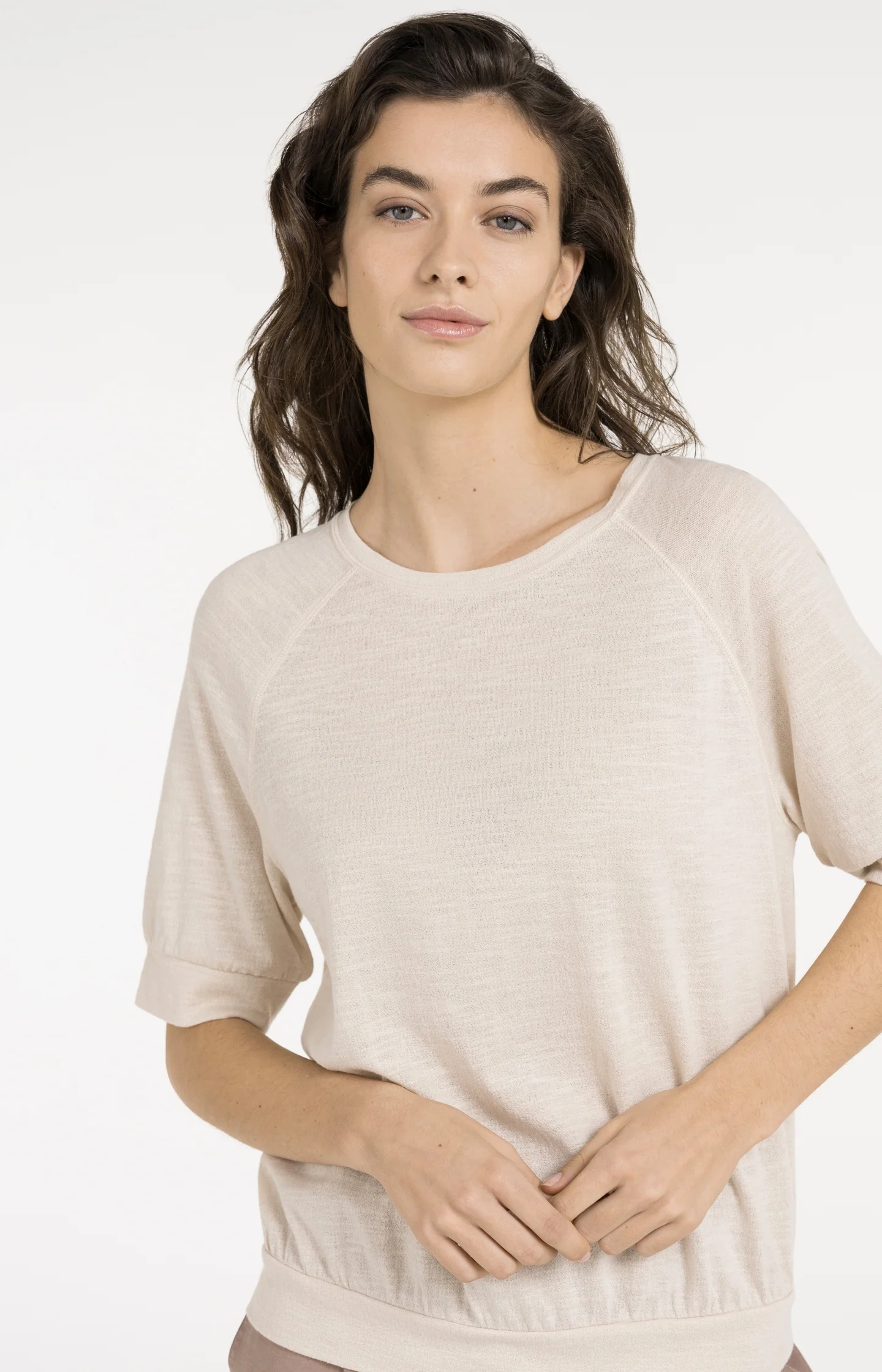 Jersey top with knitted texture - Image 4