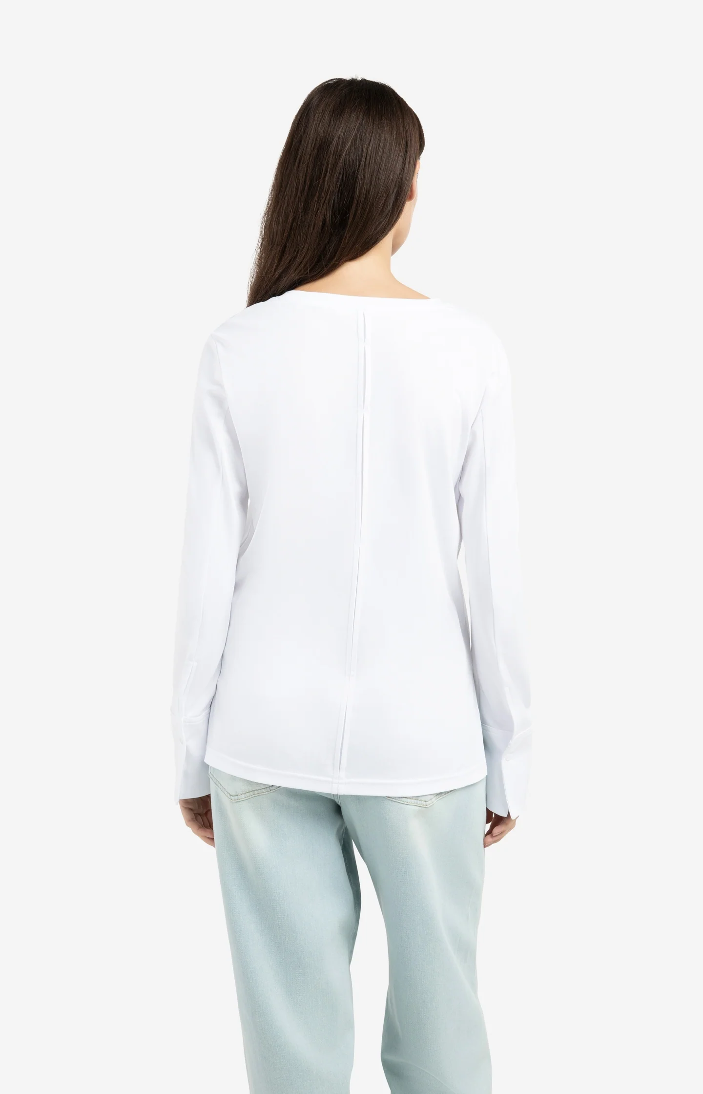 Jersey top with long sleeves and woven cuffs - Image 3