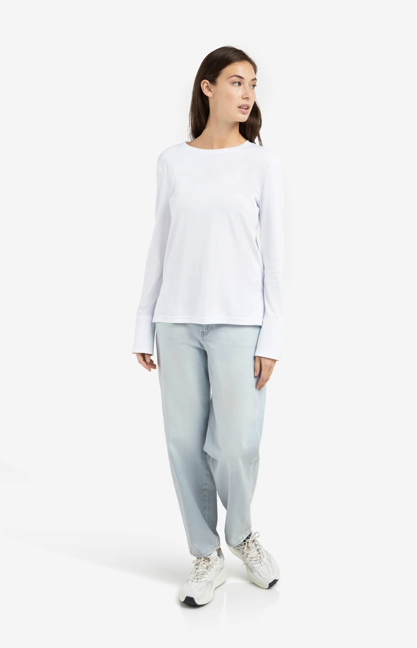 Jersey top with long sleeves and woven cuffs - Image 5