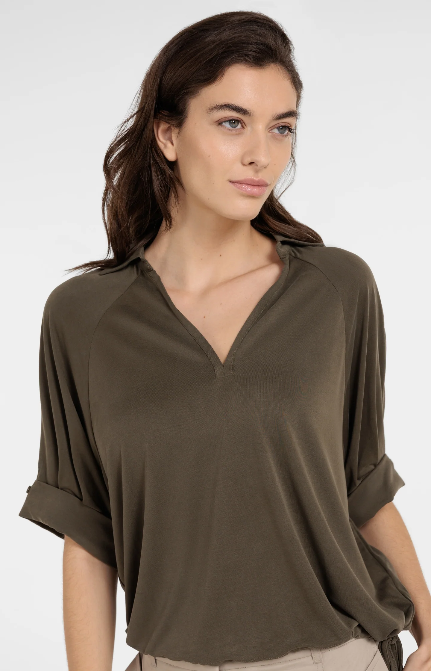 Jersey top with pleated sleeves - Image 4