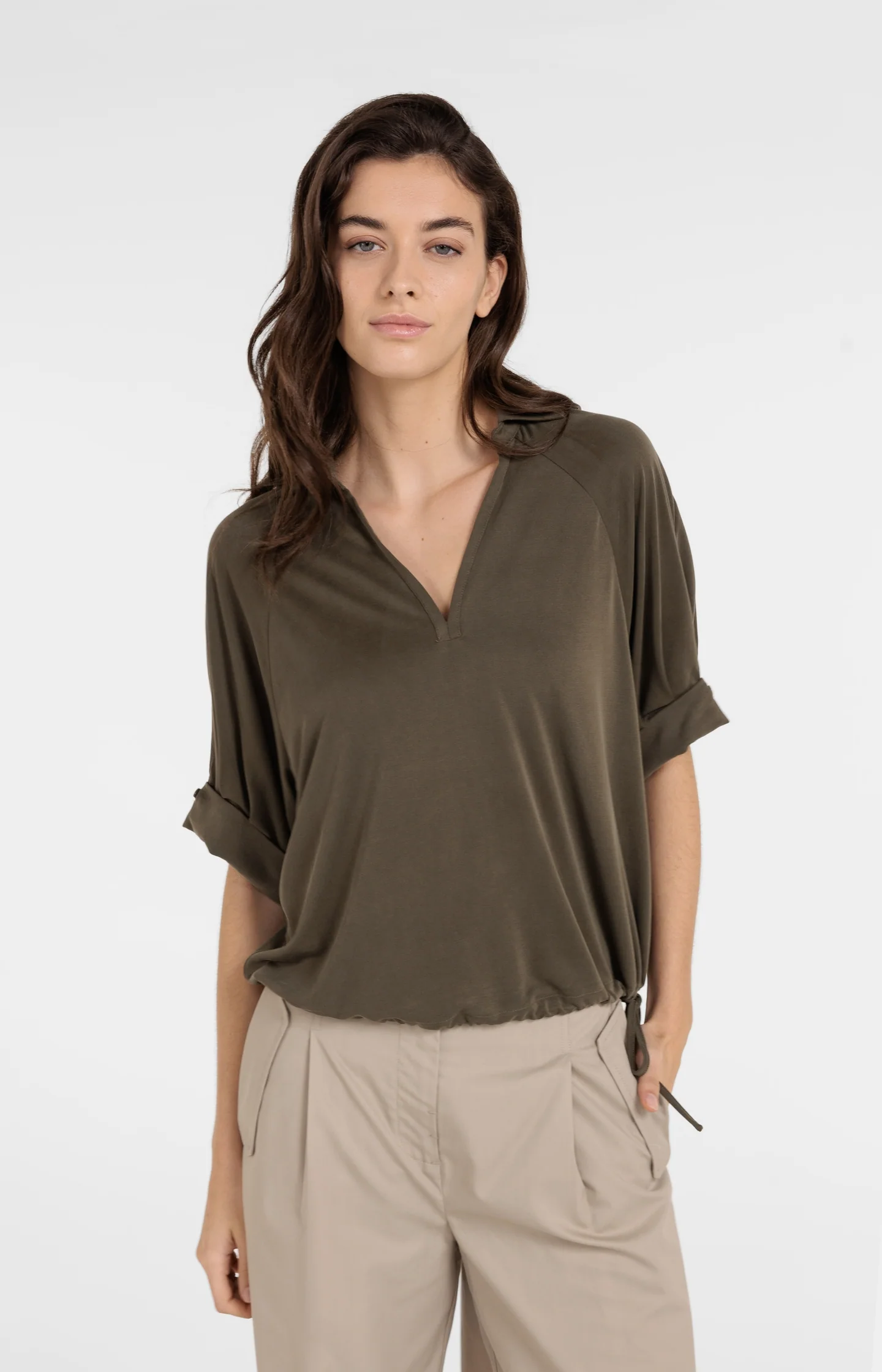Jersey top with pleated sleeves - Image 5