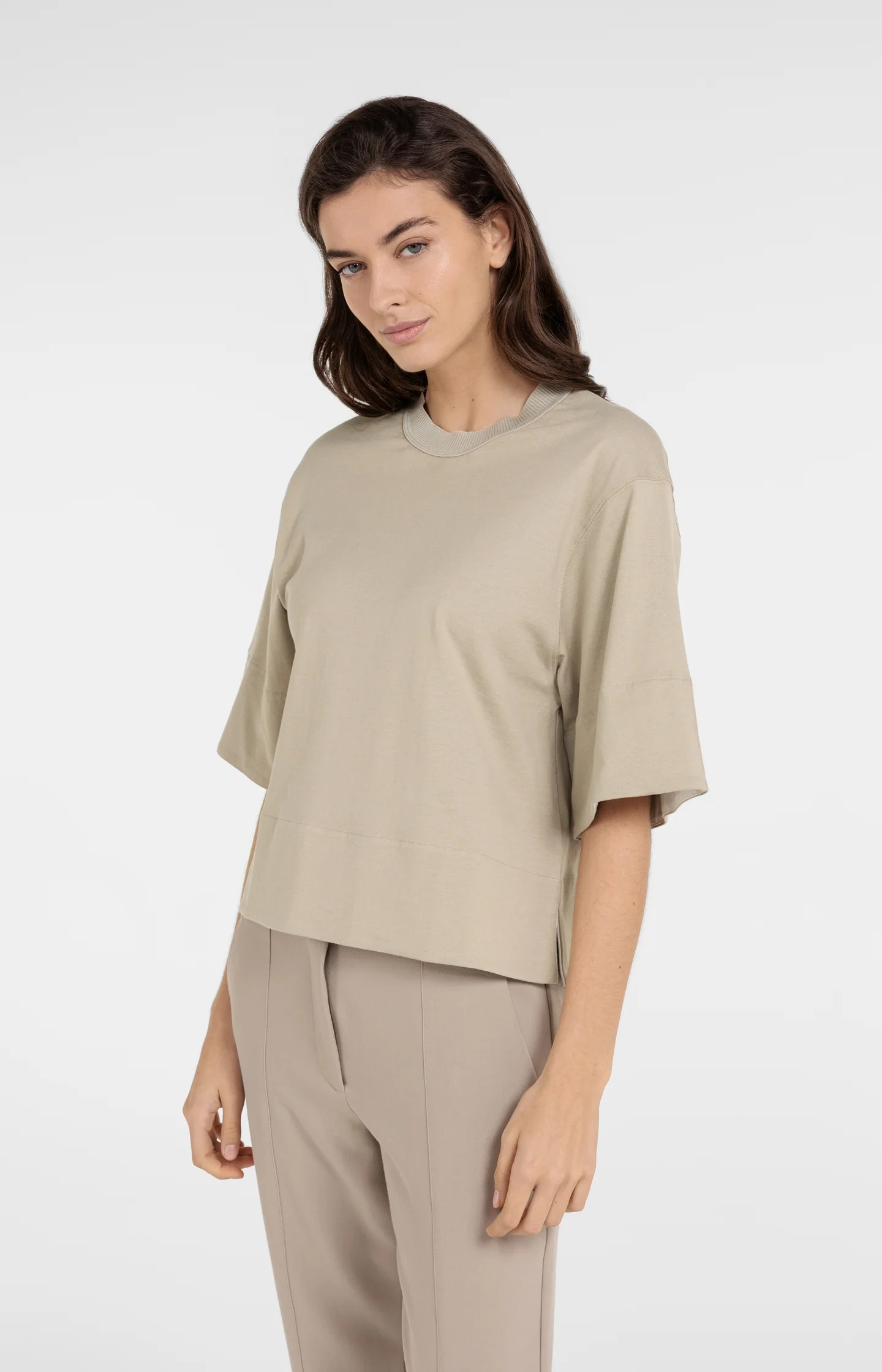 Jersey top with ribbed neckline and woven details - Image 3
