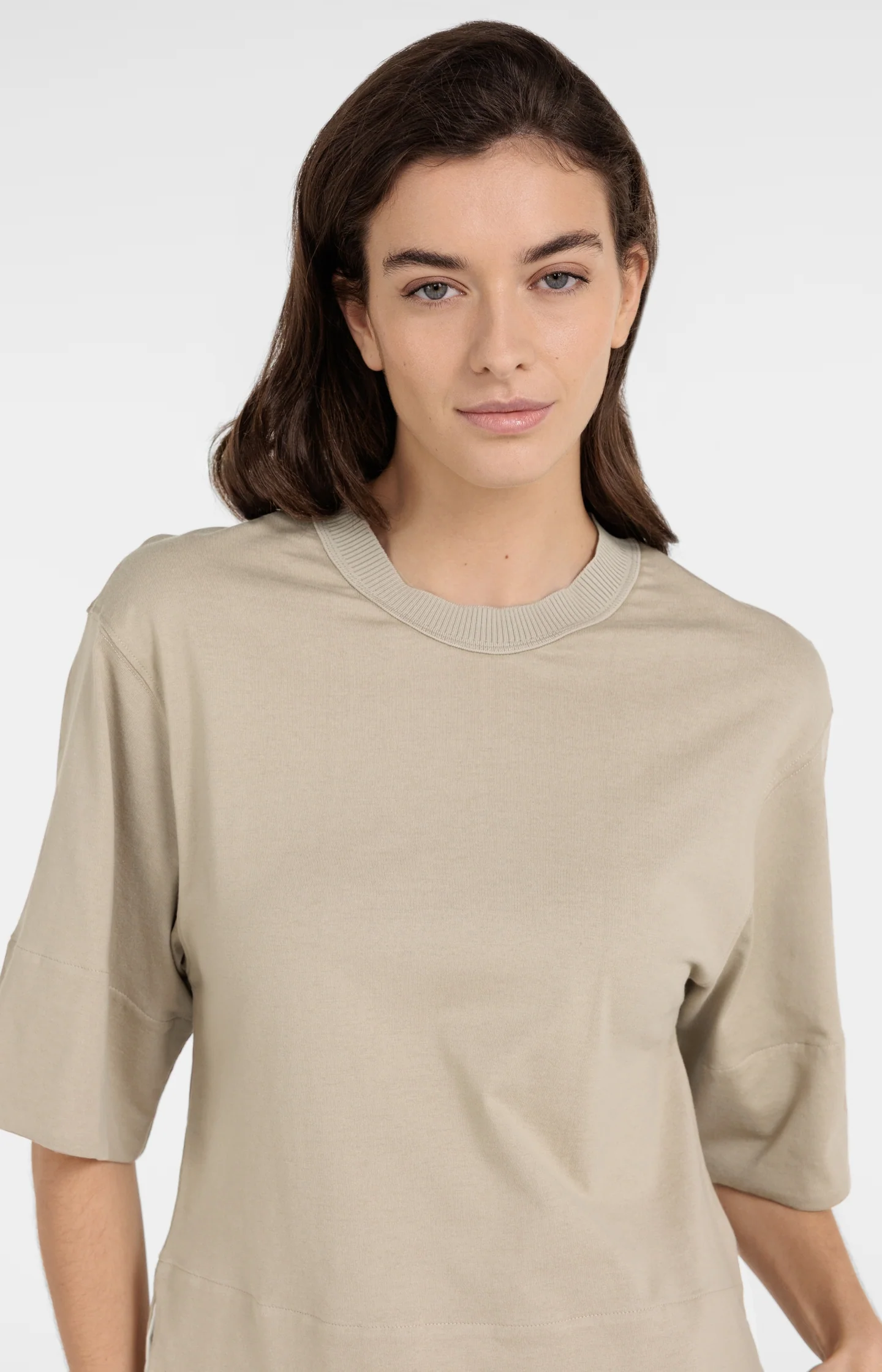 Jersey top with ribbed neckline and woven details - Image 5