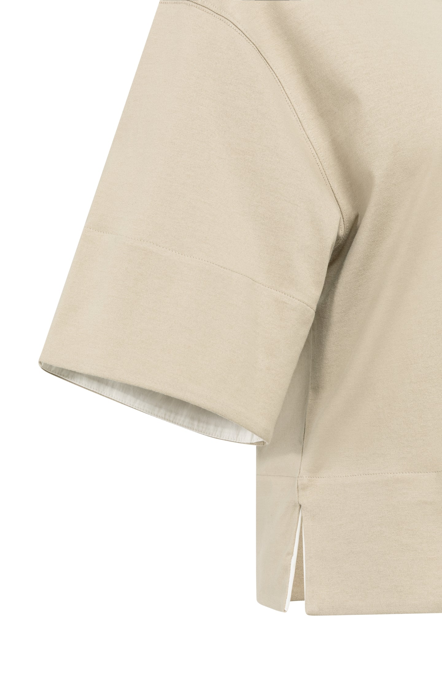 Jersey top with ribbed neckline and woven details - Image 9