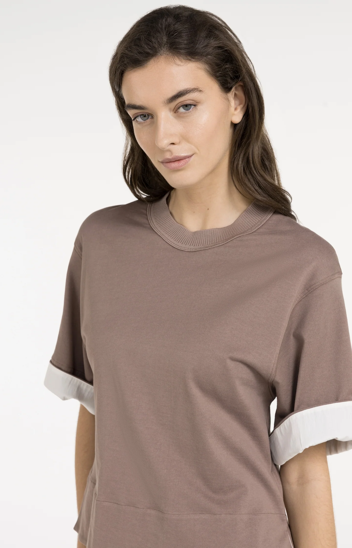 Jersey top with woven details and short sleeves - Image 6