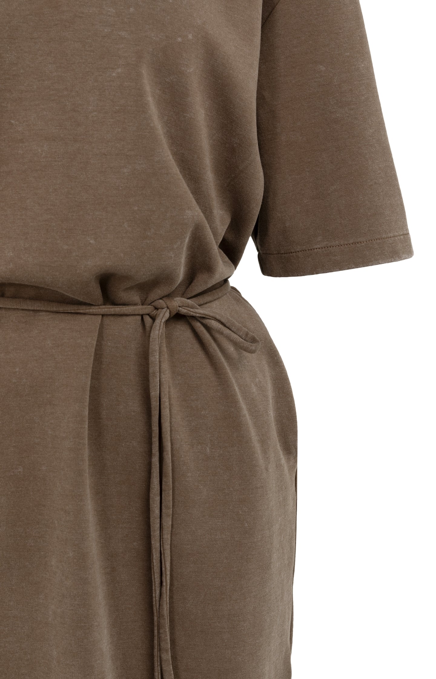 Jersey V-neck dress with washed look and tie belt - Image 10