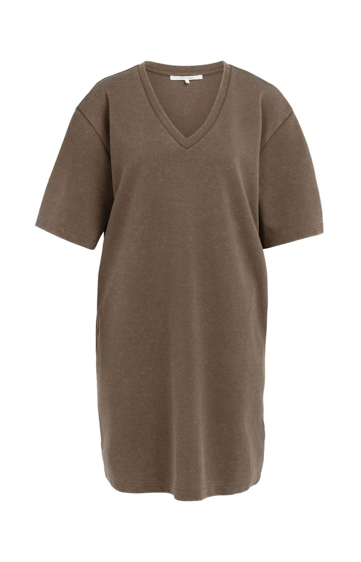 Jersey V-neck dress with washed look and tie belt - Image 8