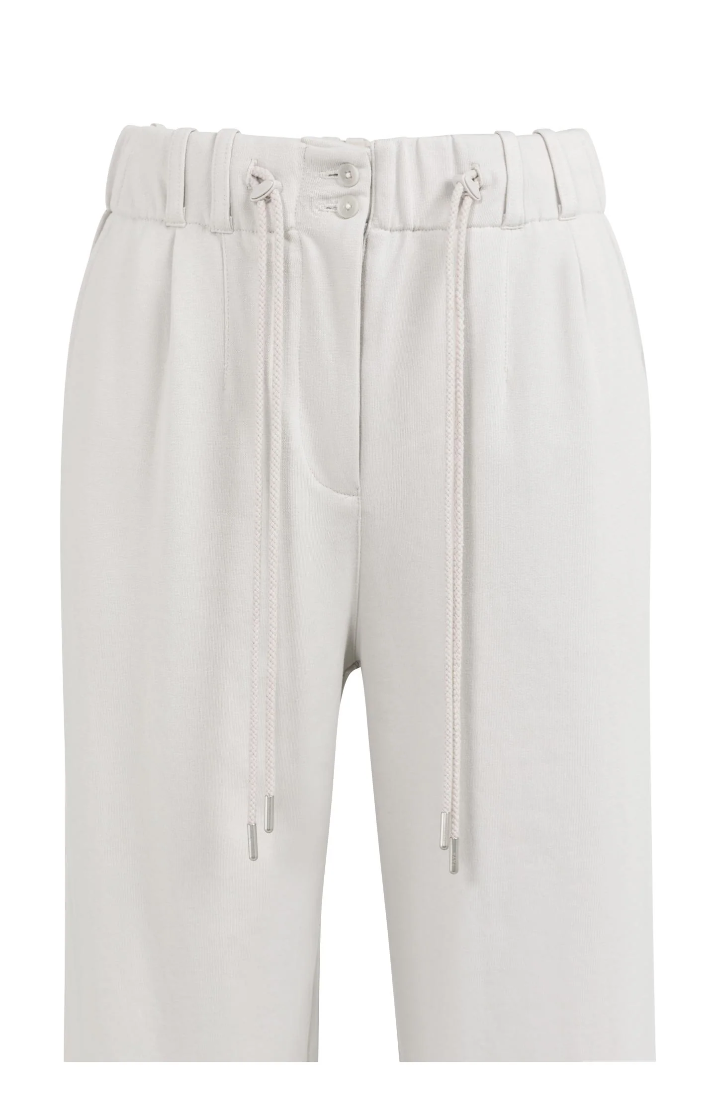 Jersey wide leg trousers with pleats and drawcord at waist - Grey - Image 4