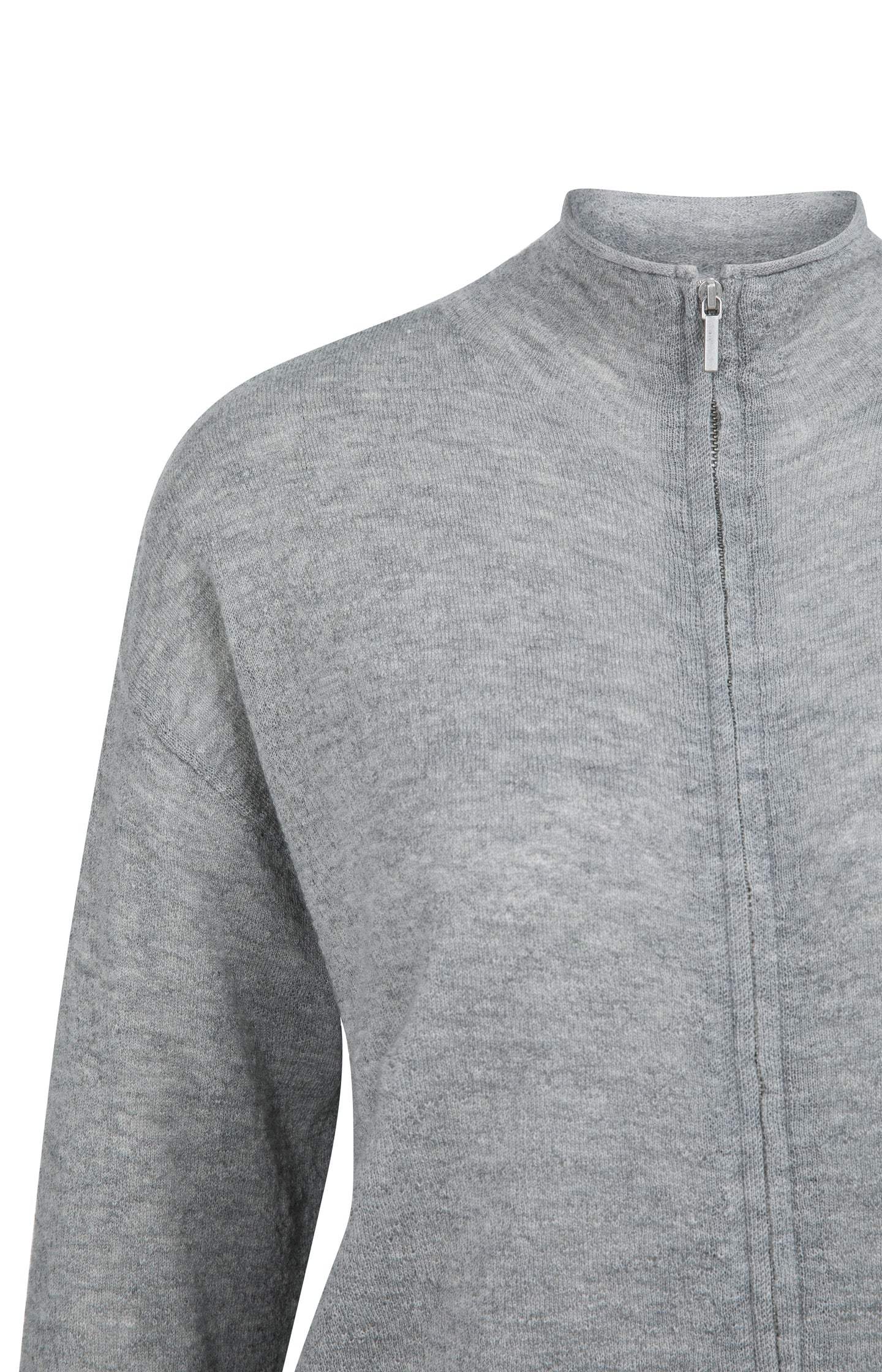 Knitted cardigan with high neck and zipper - Image 8
