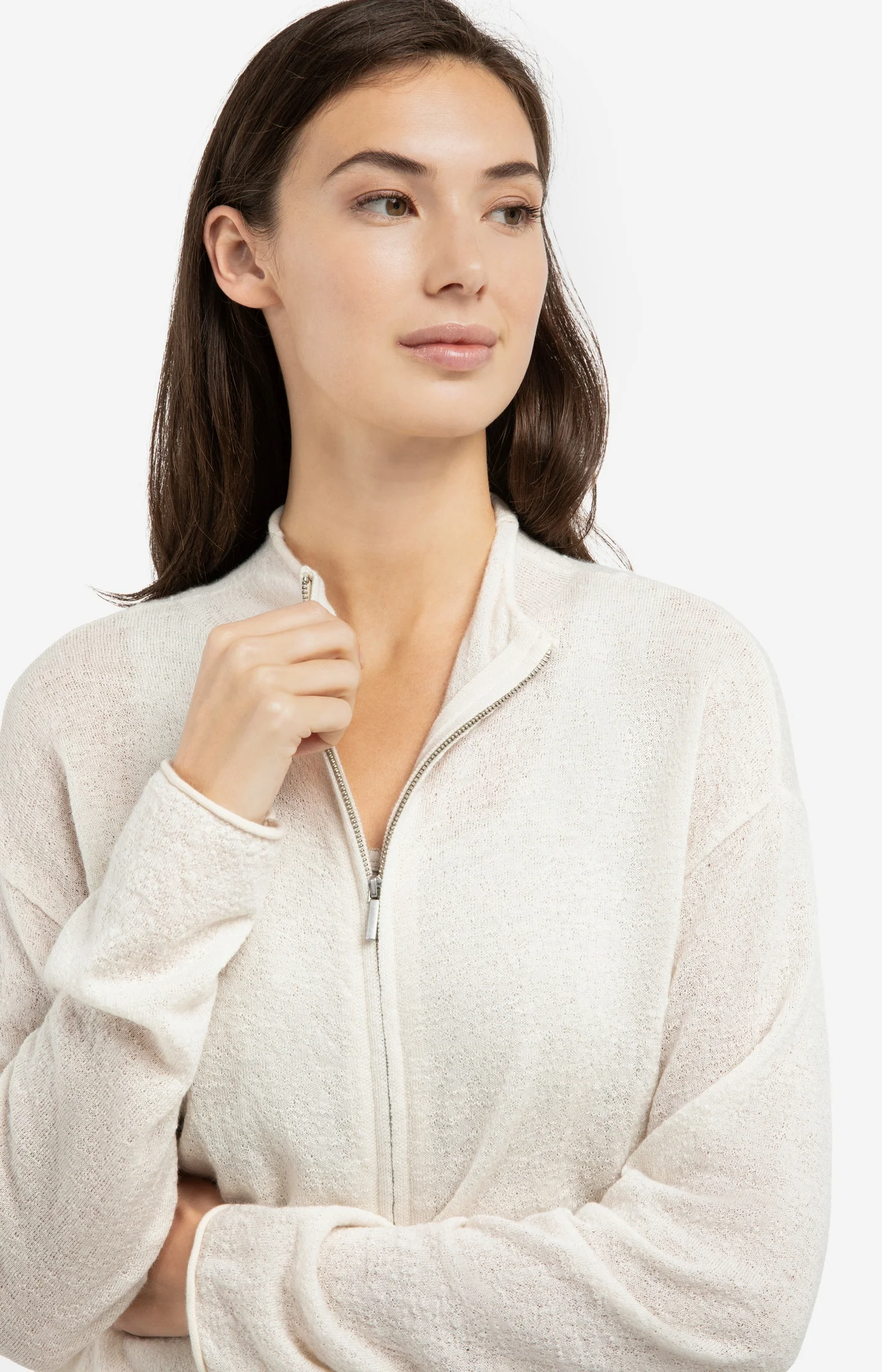 Knitted cardigan with high neck and zipper - Image 4