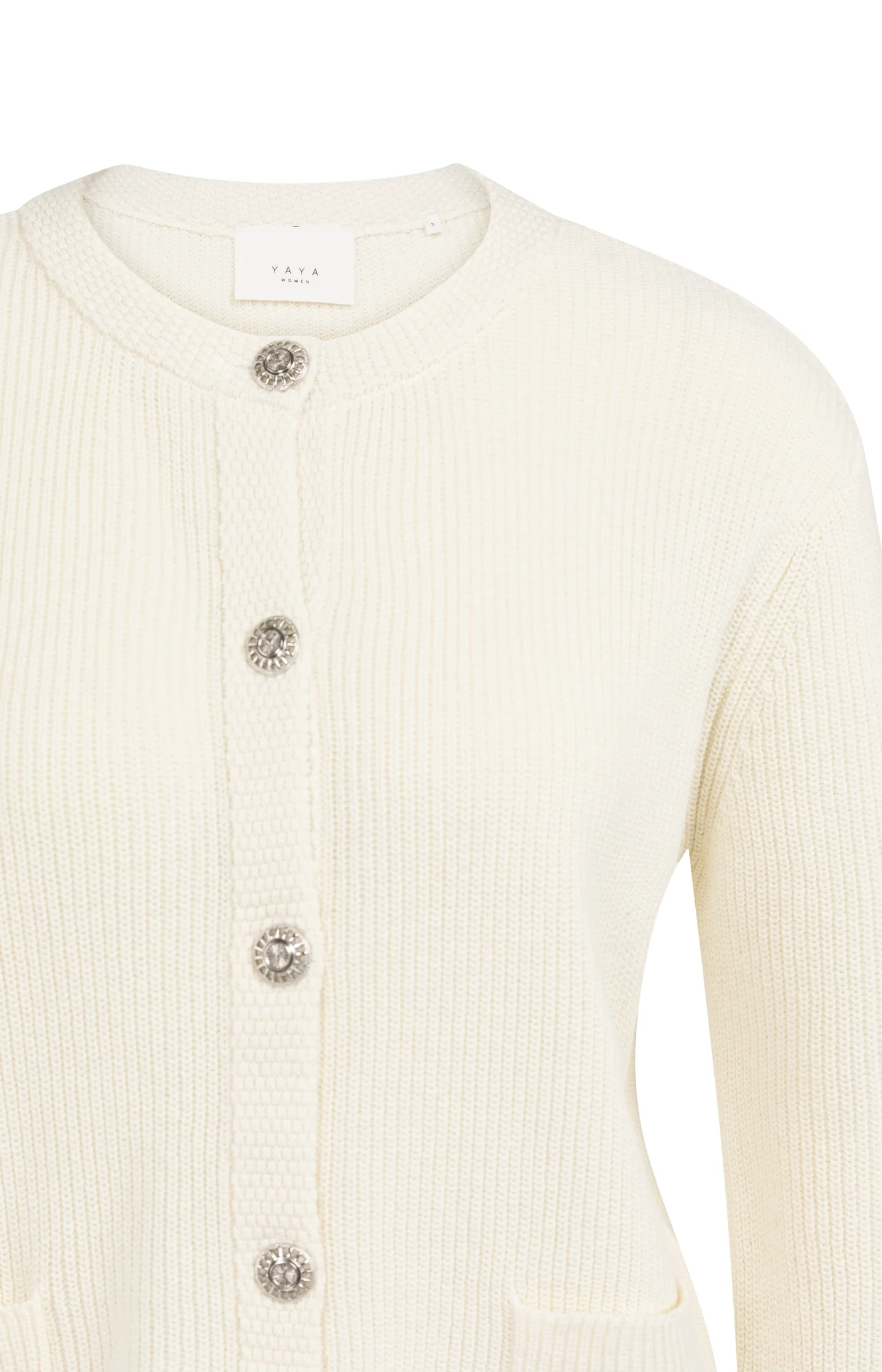 Knitted cardigan with round neck and decorative buttons - Image 7