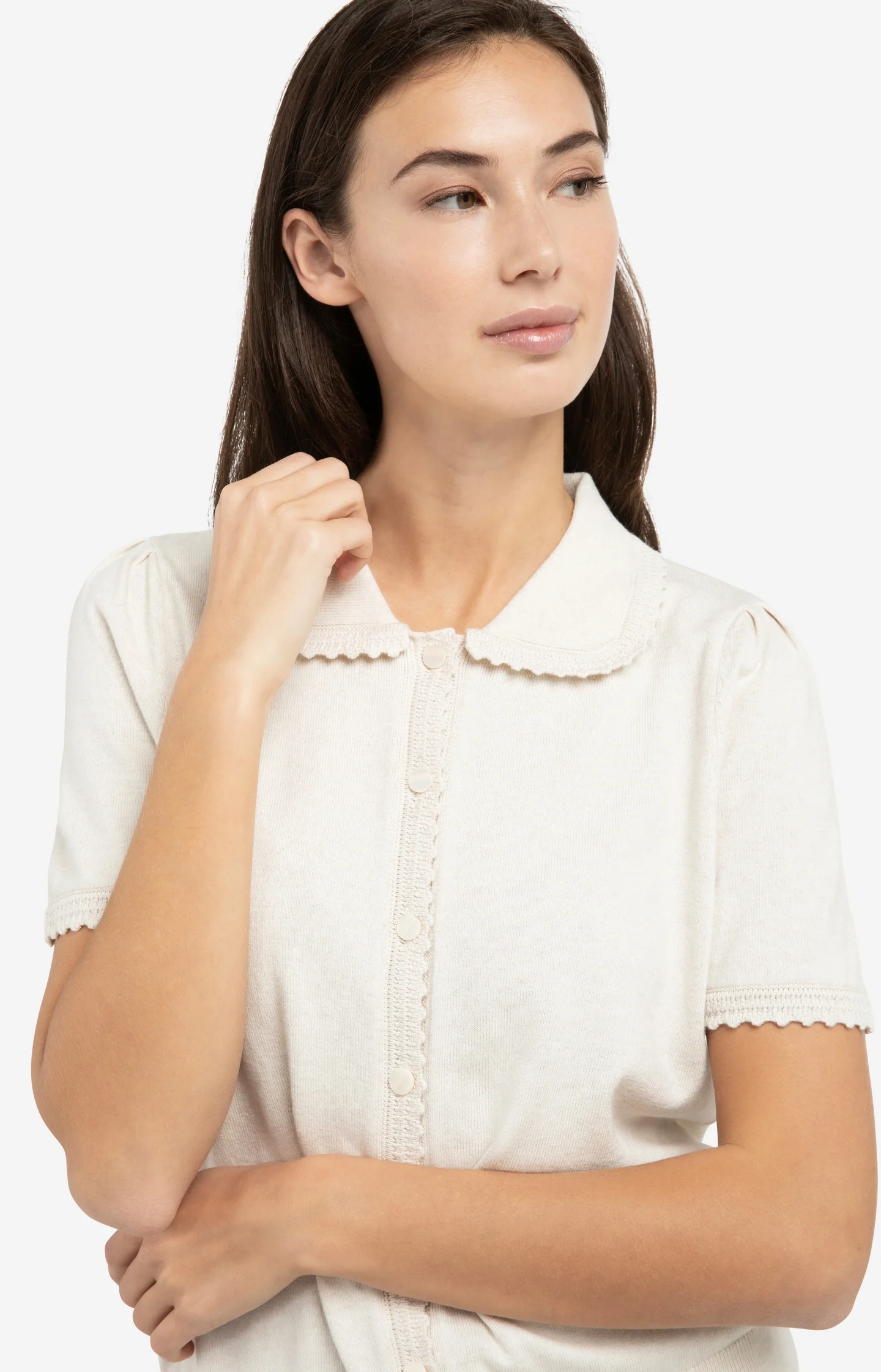Knitted cardigan with short sleeves and buttons - Image 5