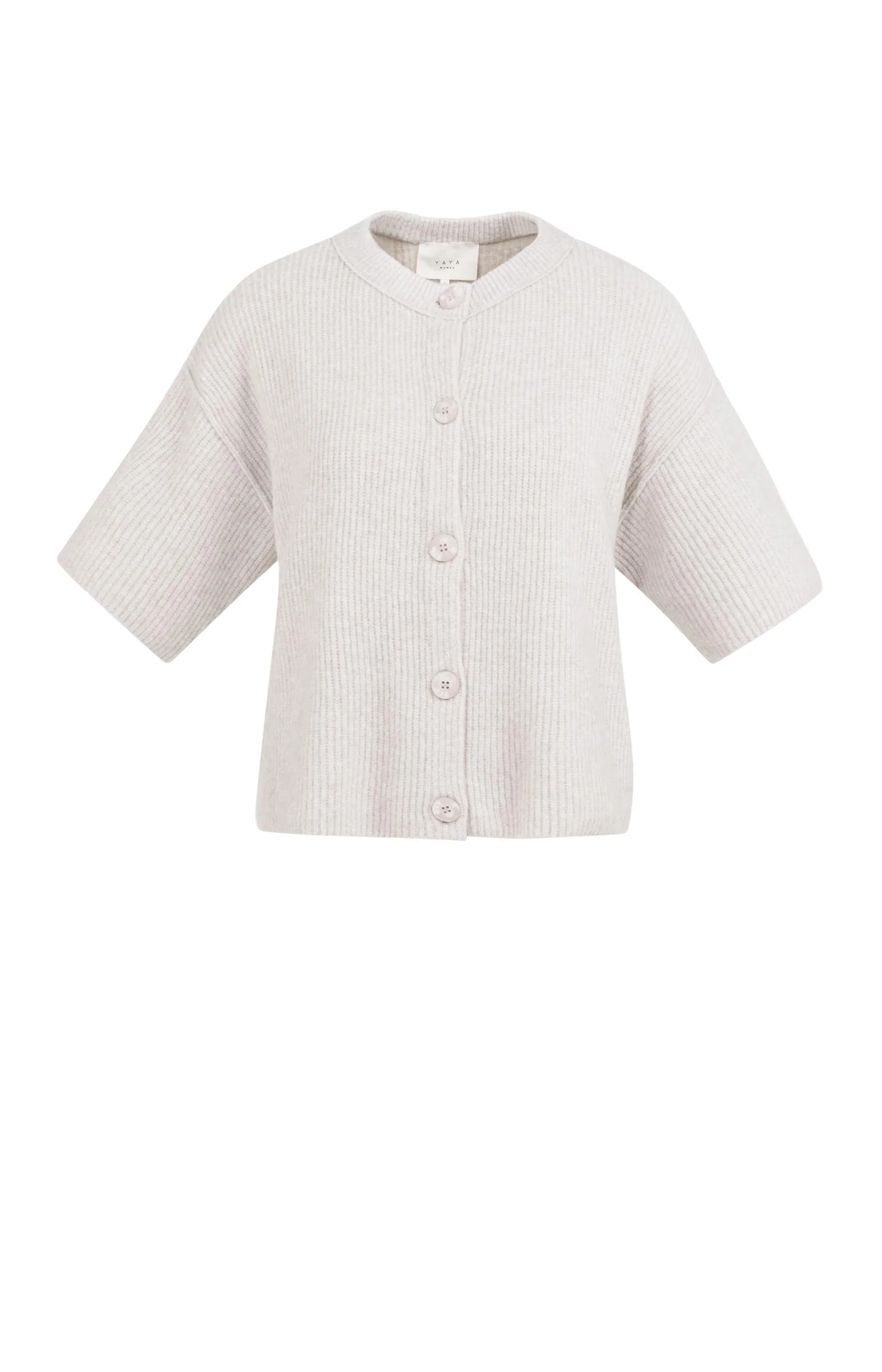 Knitted cardigan with wide short sleeves and buttons - Image 2