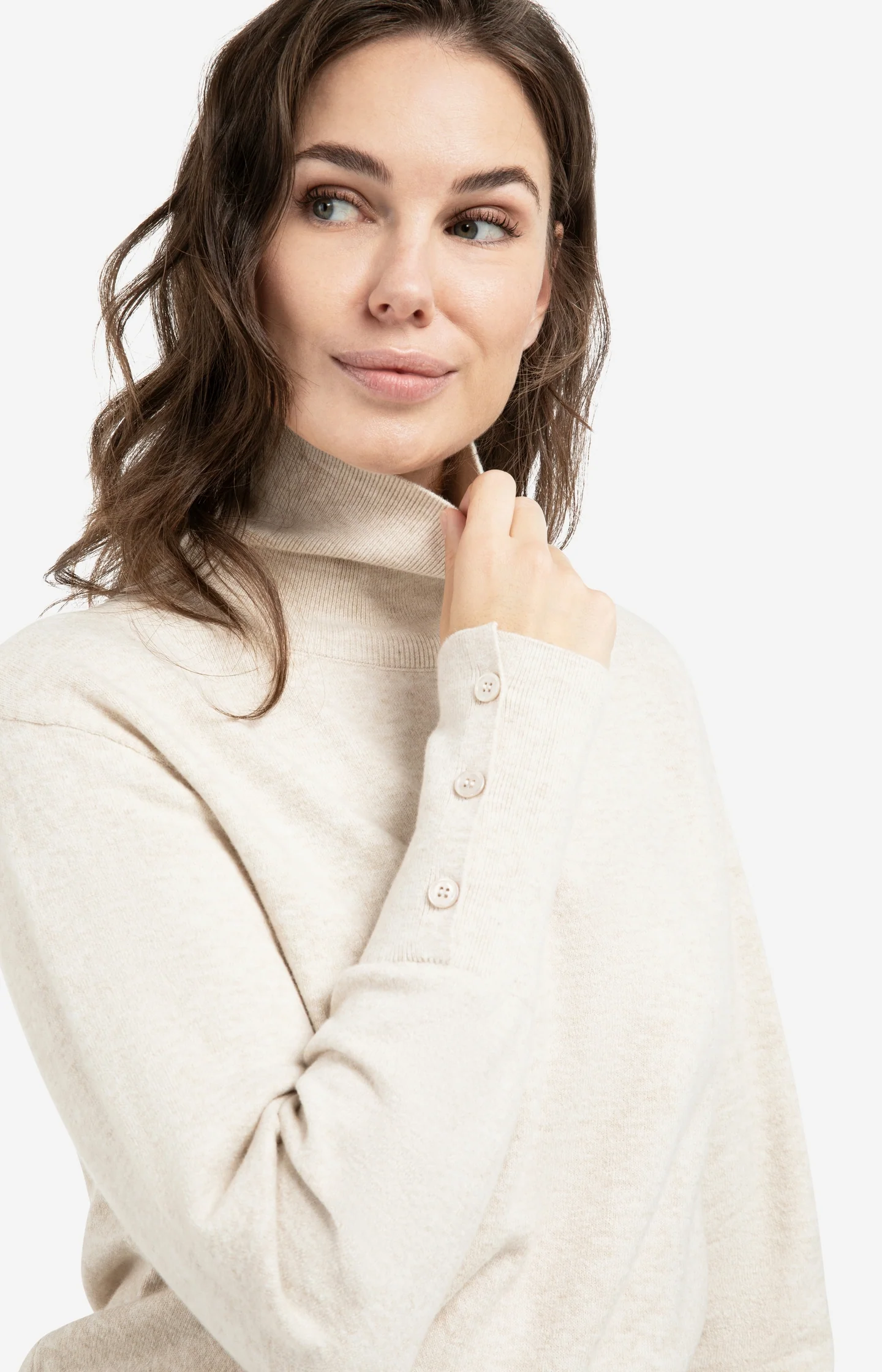 Knitted high neck sweater with button details - Image 5