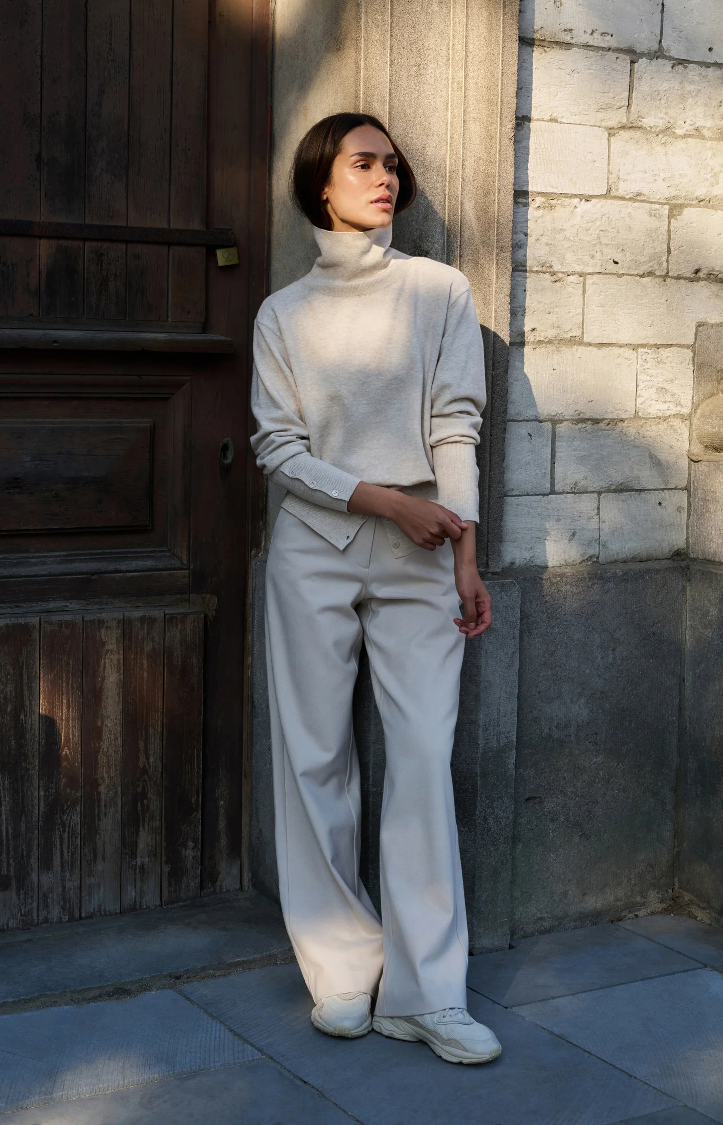 Knitted high neck sweater with button details - Image 6