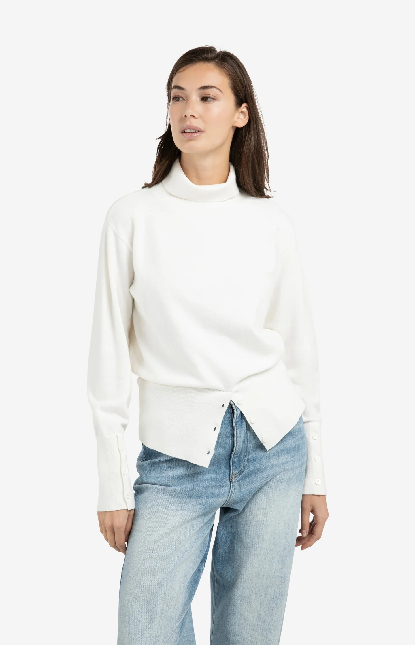 Knitted high neck sweater with button details - Image 6