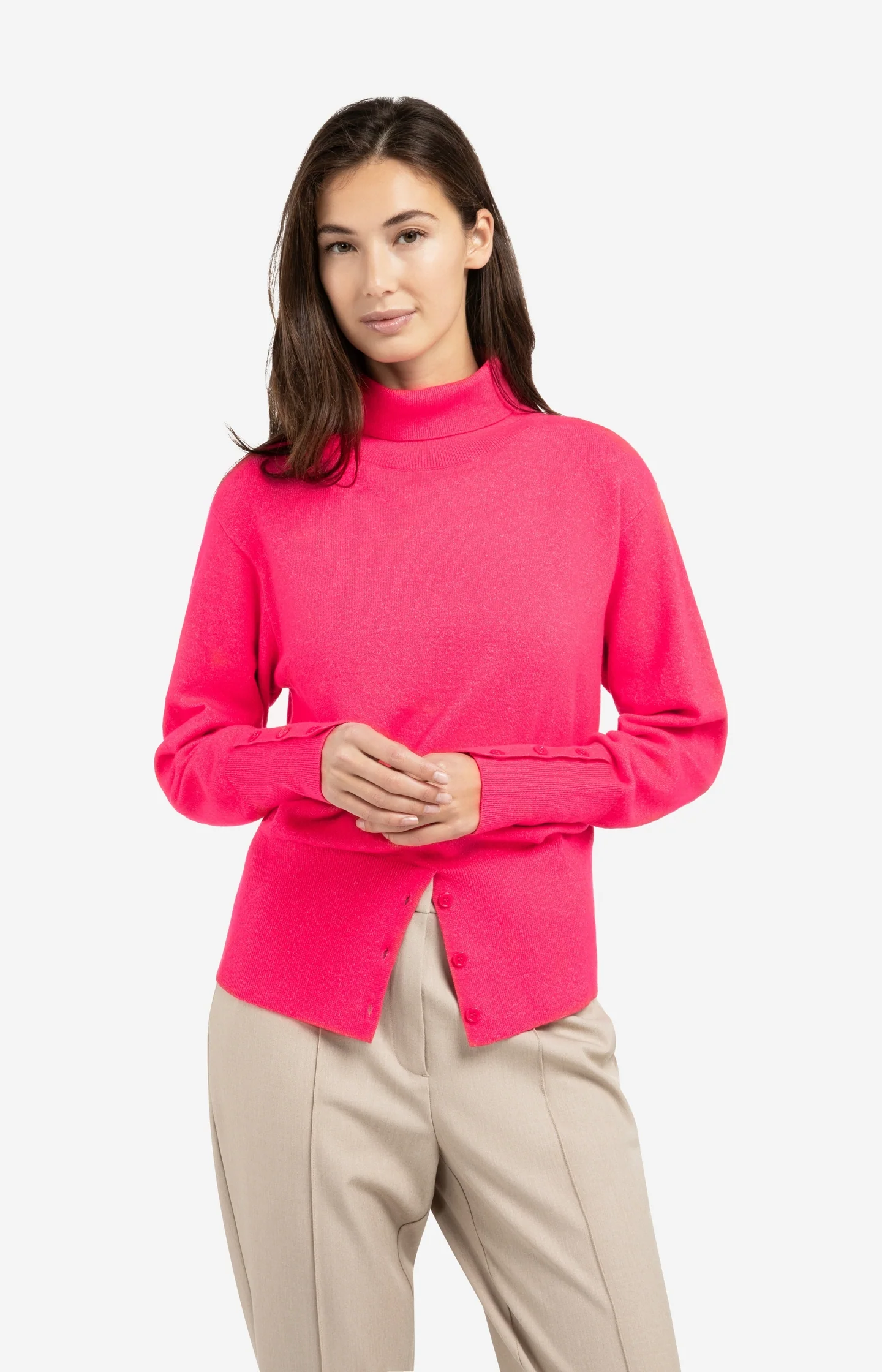 Knitted high neck sweater with button details - Image 3