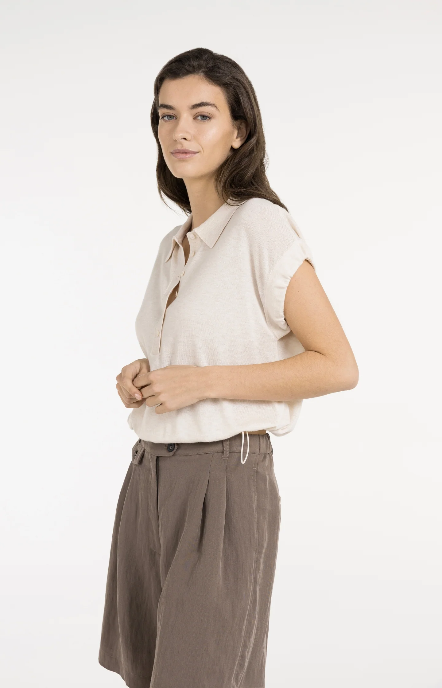 Knitted polo with drawstring hem - Image 4