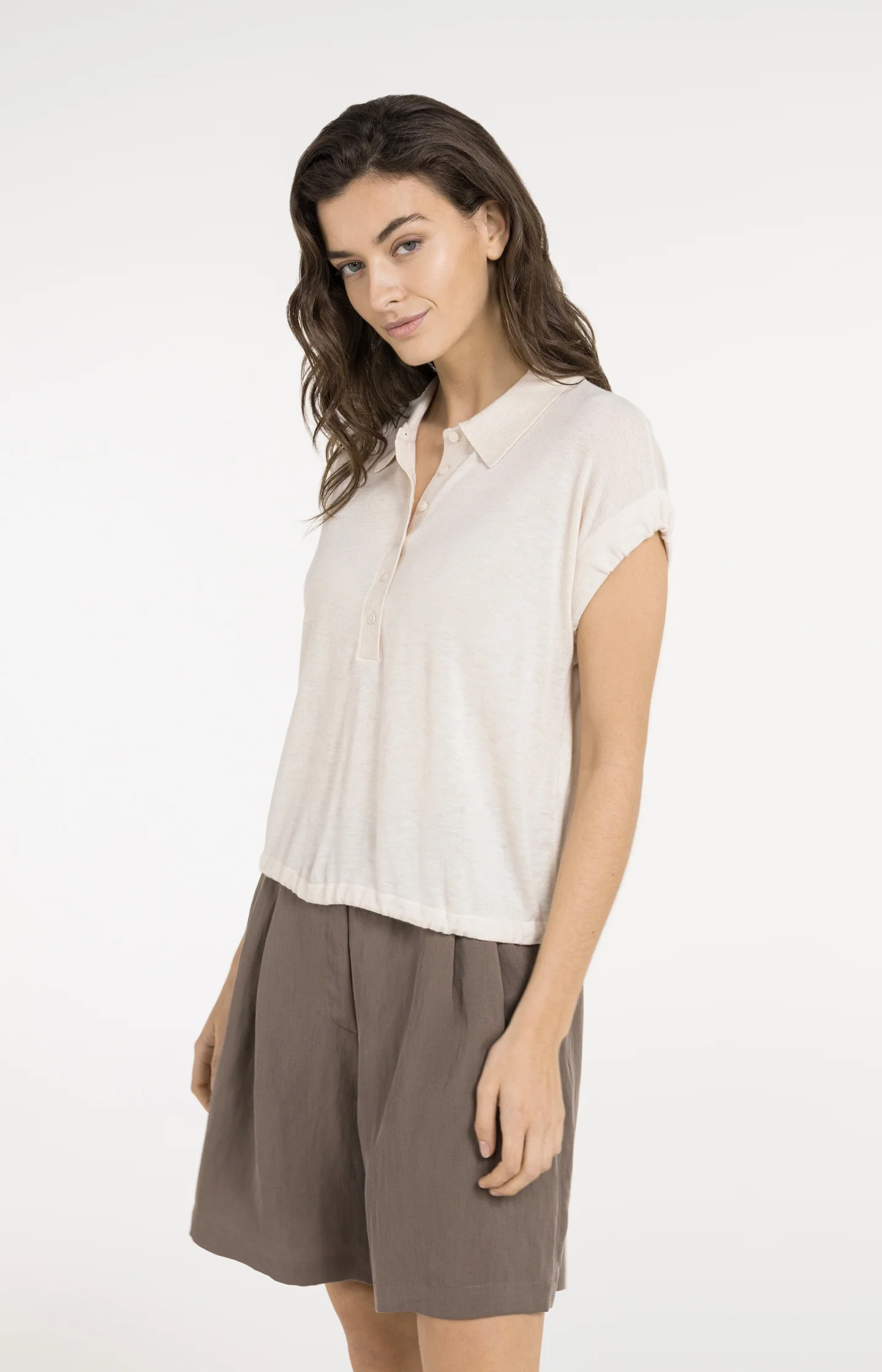Knitted polo with drawstring hem - Image 5