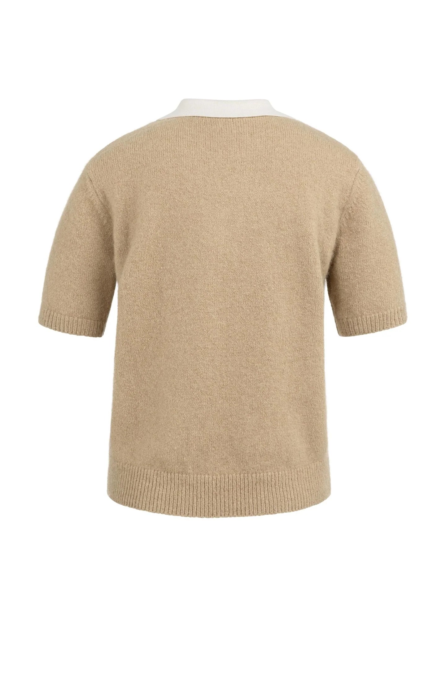 Knitted short-sleeve sweater with contrast collar - Image 7