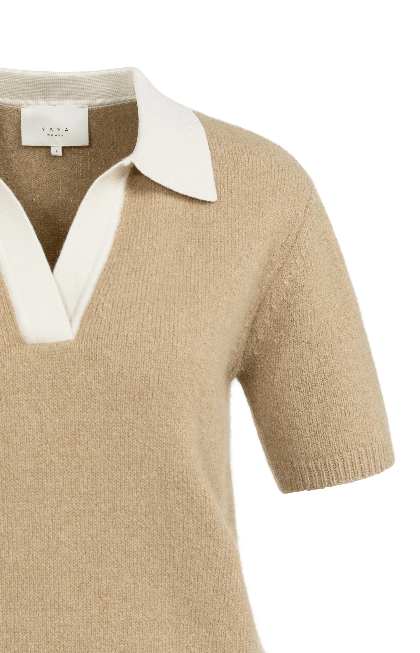 Knitted short-sleeve sweater with contrast collar - Image 8