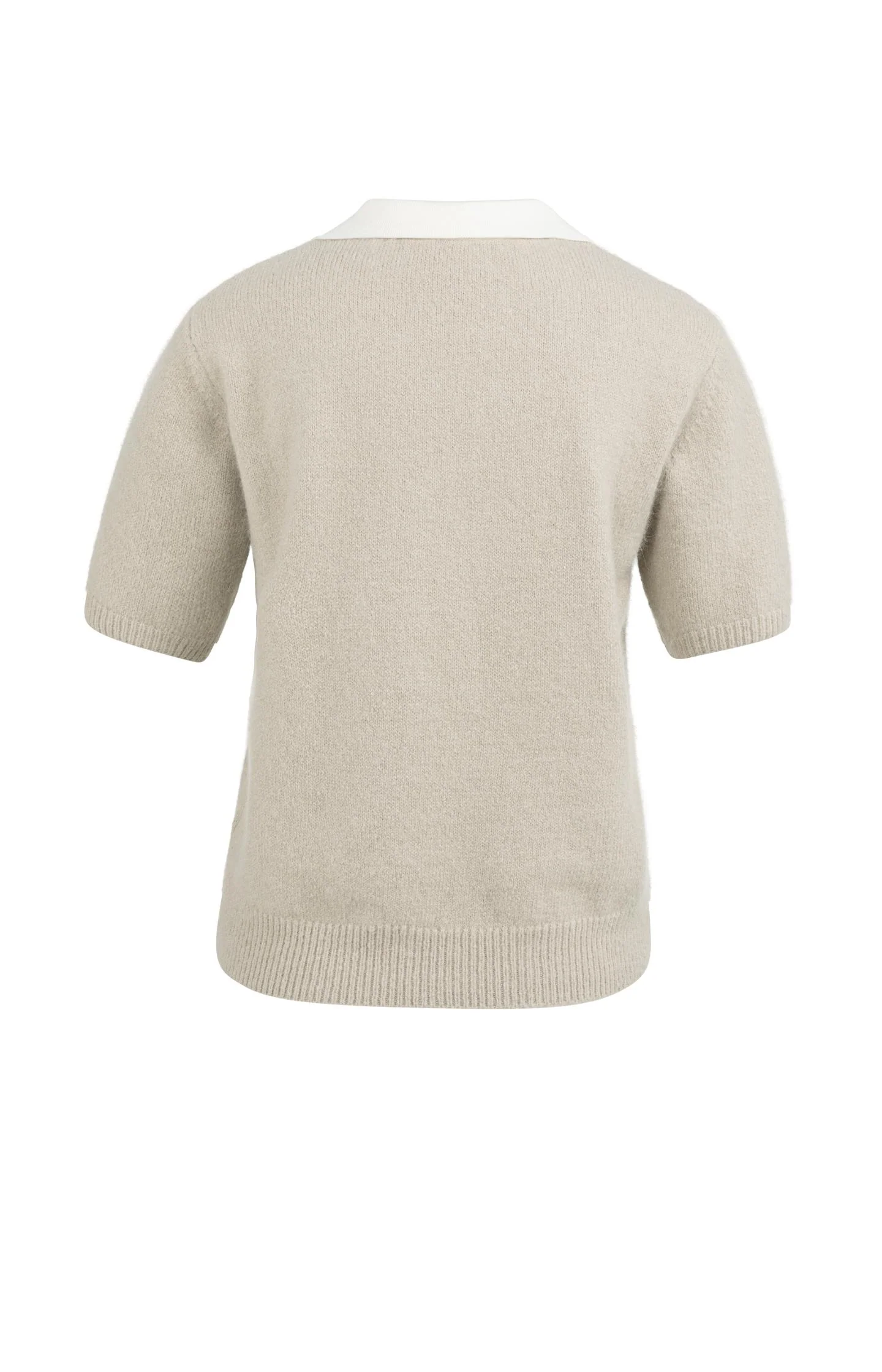 Knitted short-sleeve sweater with contrast collar - Image 7