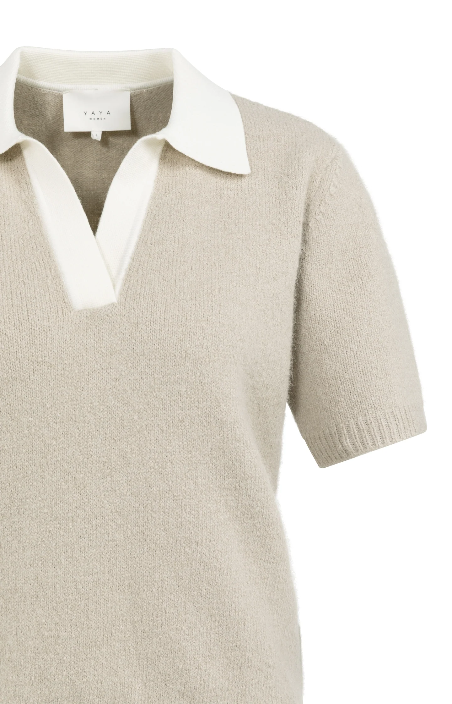 Knitted short-sleeve sweater with contrast collar - Image 8