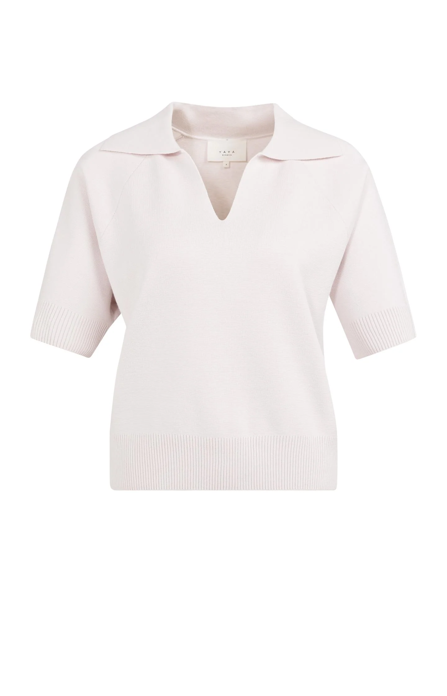 Knitted sweater with collar and short sleeves - Image 2