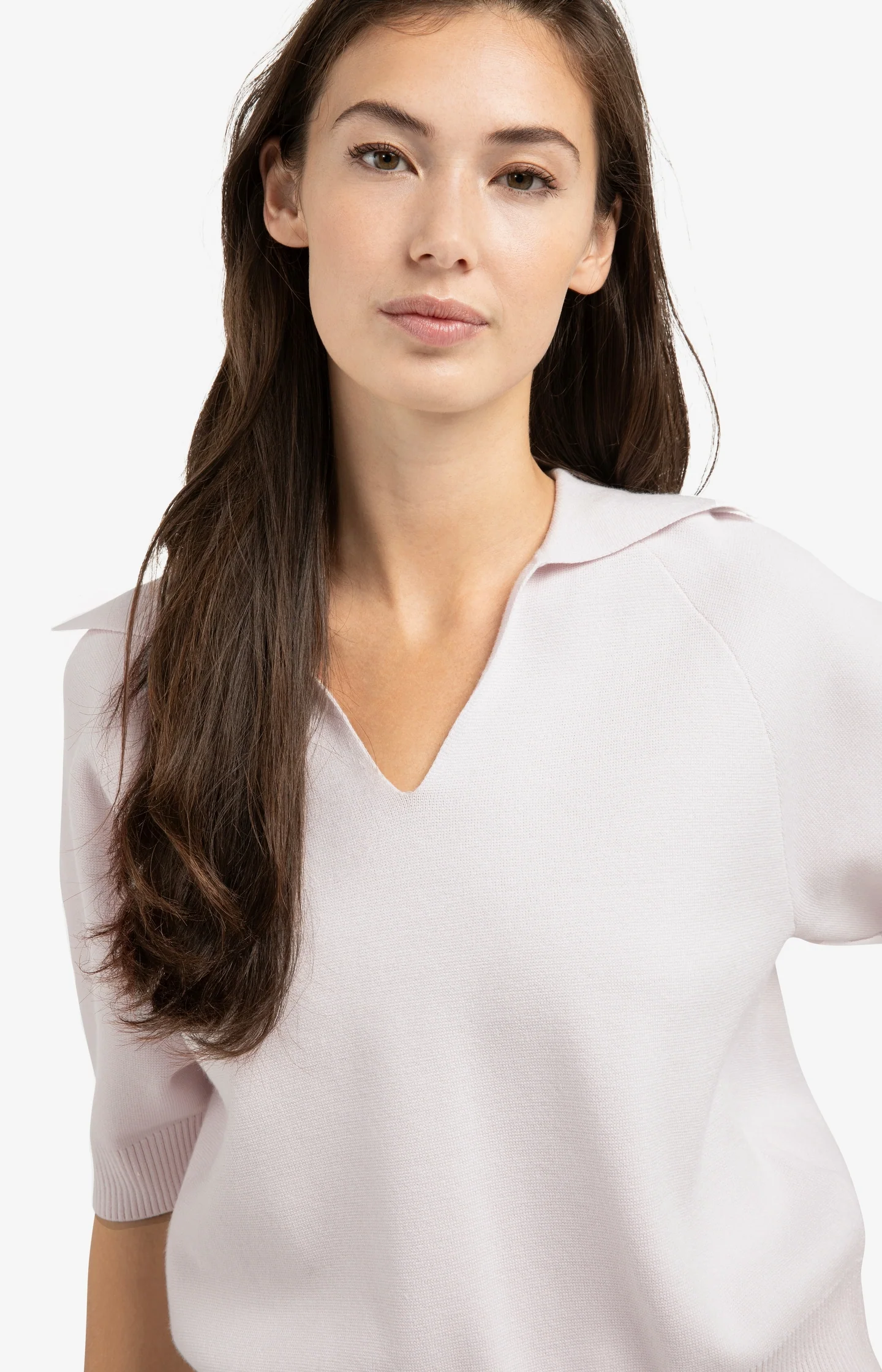 Knitted sweater with collar and short sleeves - Image 5