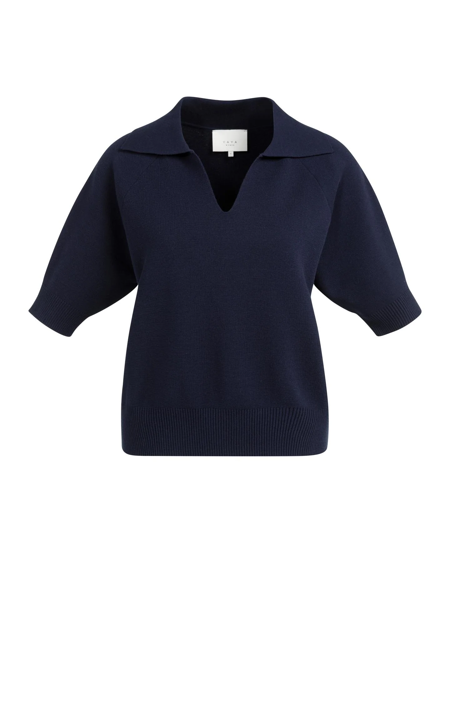 Knitted sweater with collar and short sleeves - Image 2