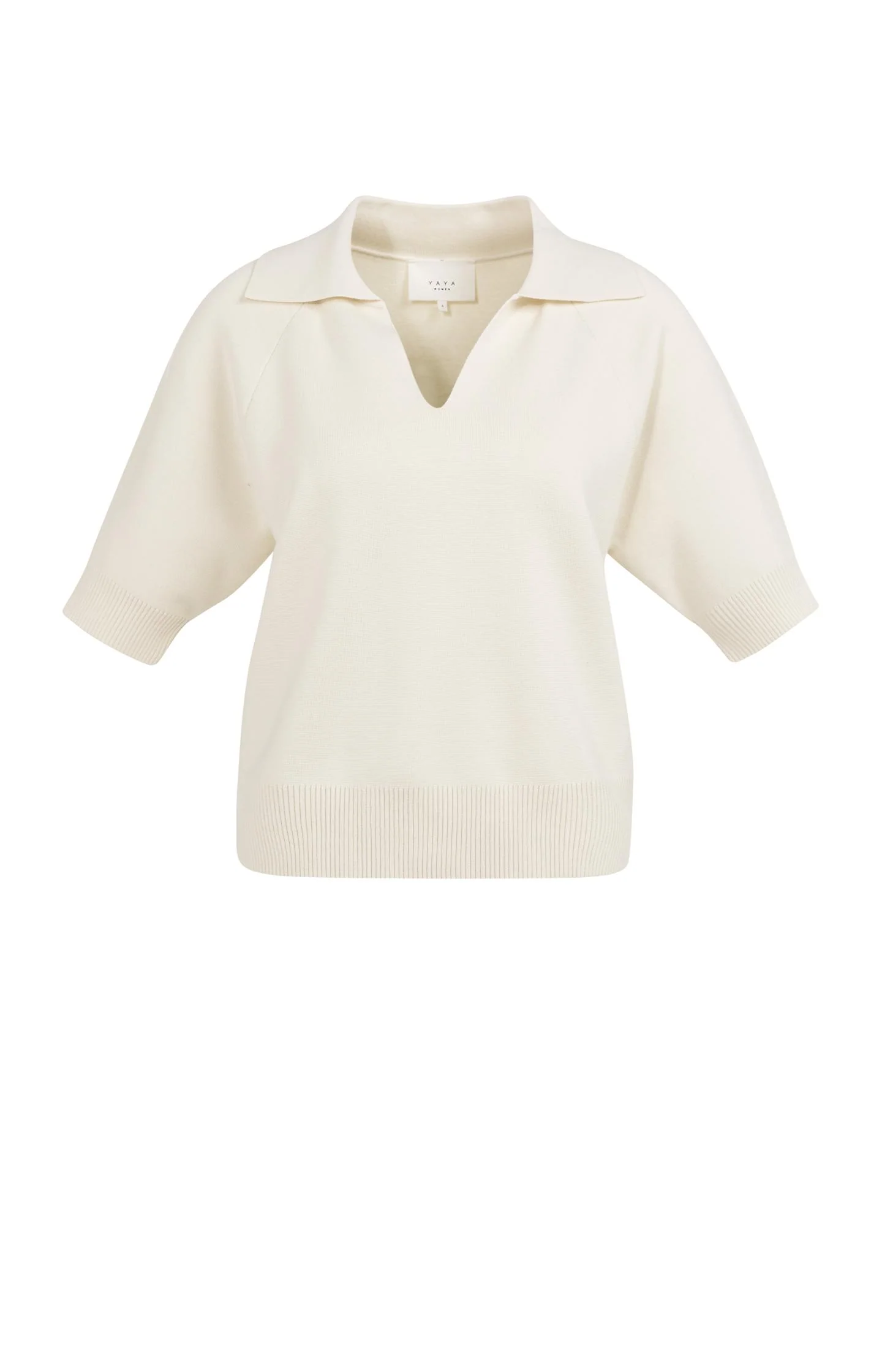 Knitted sweater with collar and short sleeves - Image 2