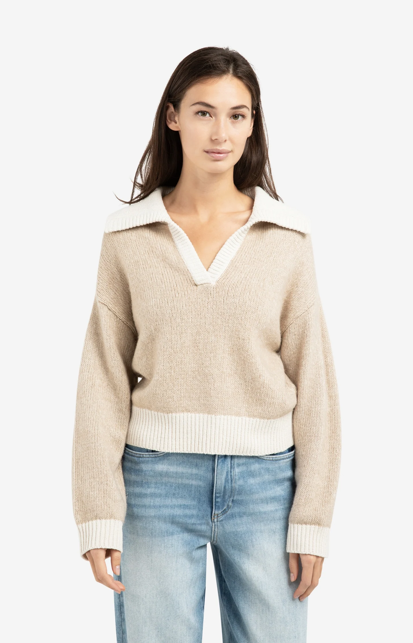 Knitted sweater with contrast collar and trims - Image 3