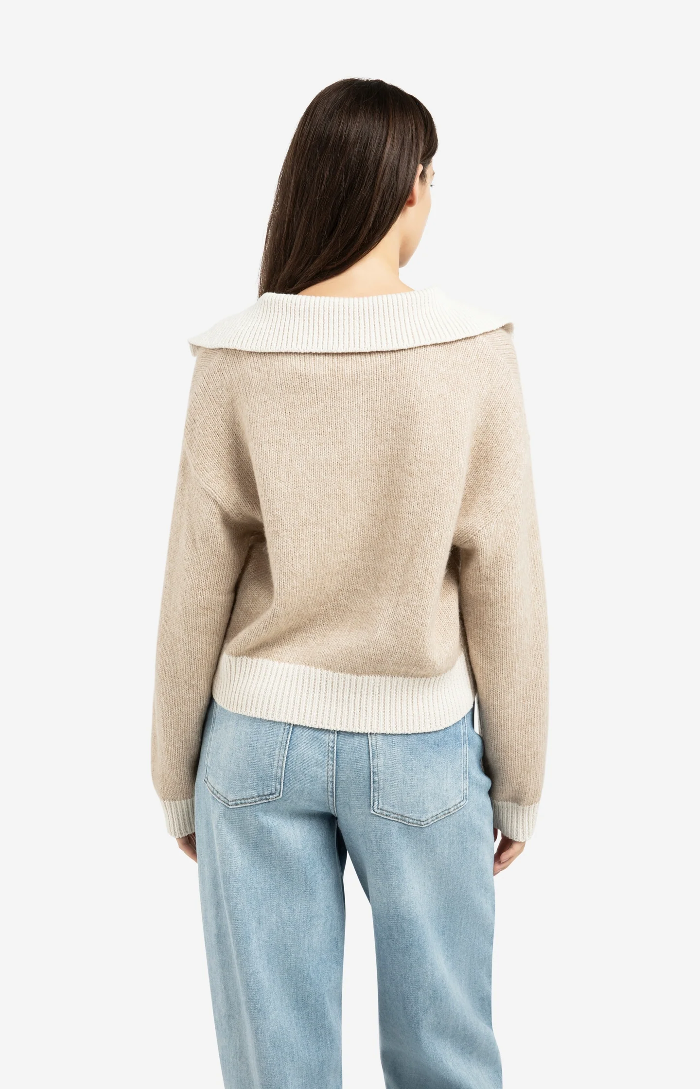 Knitted sweater with contrast collar and trims - Image 4