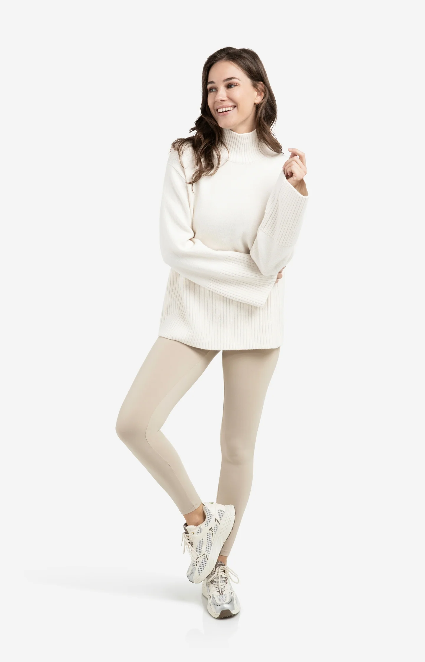 Knitted sweater with high neck and wide rib trims - Image 6